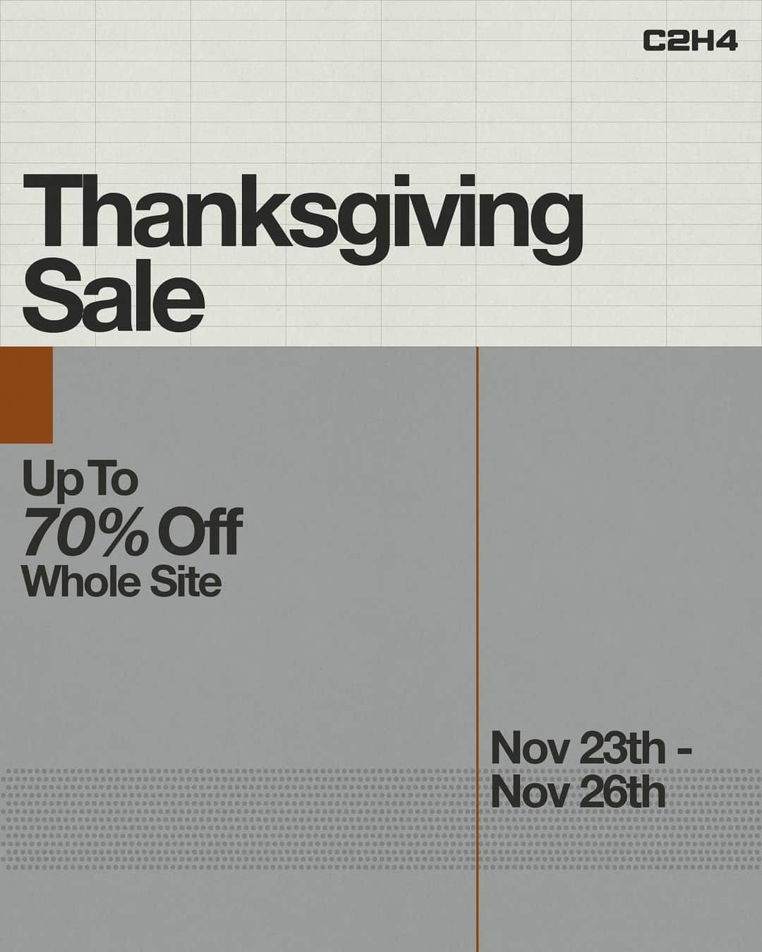 C2H4 Los Angelesさんのインスタグラム写真 - (C2H4 Los AngelesInstagram)「Thanksgiving Sale Now Live. Up to 70% Off.」11月24日 4時04分 - c2h4
