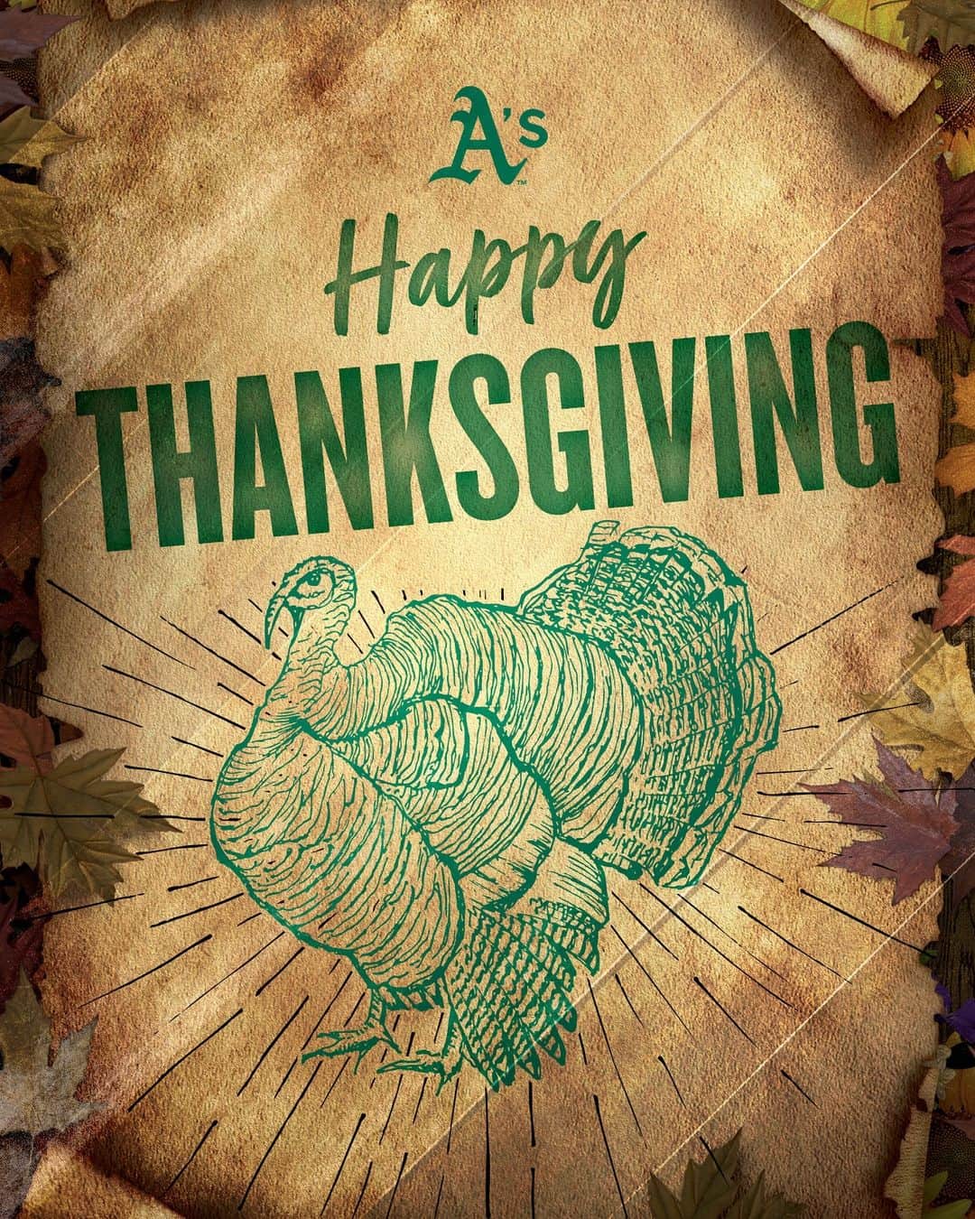 オークランド・アスレチックスのインスタグラム：「Happy Thanksgiving! 🦃」