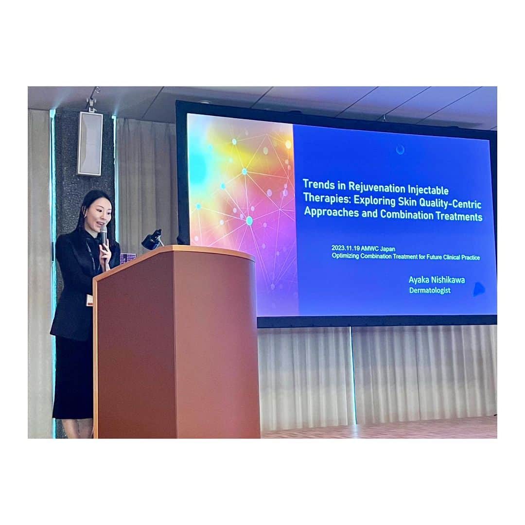 西川礼華さんのインスタグラム写真 - (西川礼華Instagram)「AMWC Japan 2023という国際学会が京都で開催されました。私は二つの講演をしました。 一つは「Facial Rejuvenation With Polynucleotide DNA Fragment」、もう一つは「Trends in Rejuvenation Injectable Therapies: Exploring Skin Quality-Centric Approaches and Combination Treatments」でした。それぞれ私自身の臨床経験を元に、SBCグループにおけるマスデータから安全性や効果の客観的評価、さらに顧客満足度を高めるための工夫について講演しました。各国からのエキスパートの先生と共に登壇する素晴らしい貴重な機会を頂戴し、AMWC事務局の皆様に感謝申し上げます。また、国際学会での発表を奨励くださった宮田成章先生にも心から感謝しております。学会当日は、SBCグループからも約20名の医師が参加しました。皆で一緒に勉強できて嬉しかったです😁  AMWC Japan 2023 took place in Kyoto, where I had the honor of delivering two presentations. One focused on 'Facial Rejuvenation With Polynucleotide DNA Fragment' while the other delved into 'Trends in Rejuvenation Injectable Therapies: Exploring Skin Quality-Centric Approaches and Combination Treatments.'  Grateful to my SBC Group colleagues and appreciative of the support from the AMWC Secretariat. It was a pleasure to have over 20 physicians from SBC Group join me at the conference, where we learned together and had a great time. Furthermore, I would like to express my heartfelt gratitude to Dr Naruaki Miyata for encouraging my presentations at the international conference.  @amwc_japan  #AMWCJapan2023 #美容皮膚科 #美容内科 #国際学会 #京都 #AMWCJapan2023 #AestheticMedicine #Conference #Kyoto」11月23日 20時37分 - ayakanishikawa