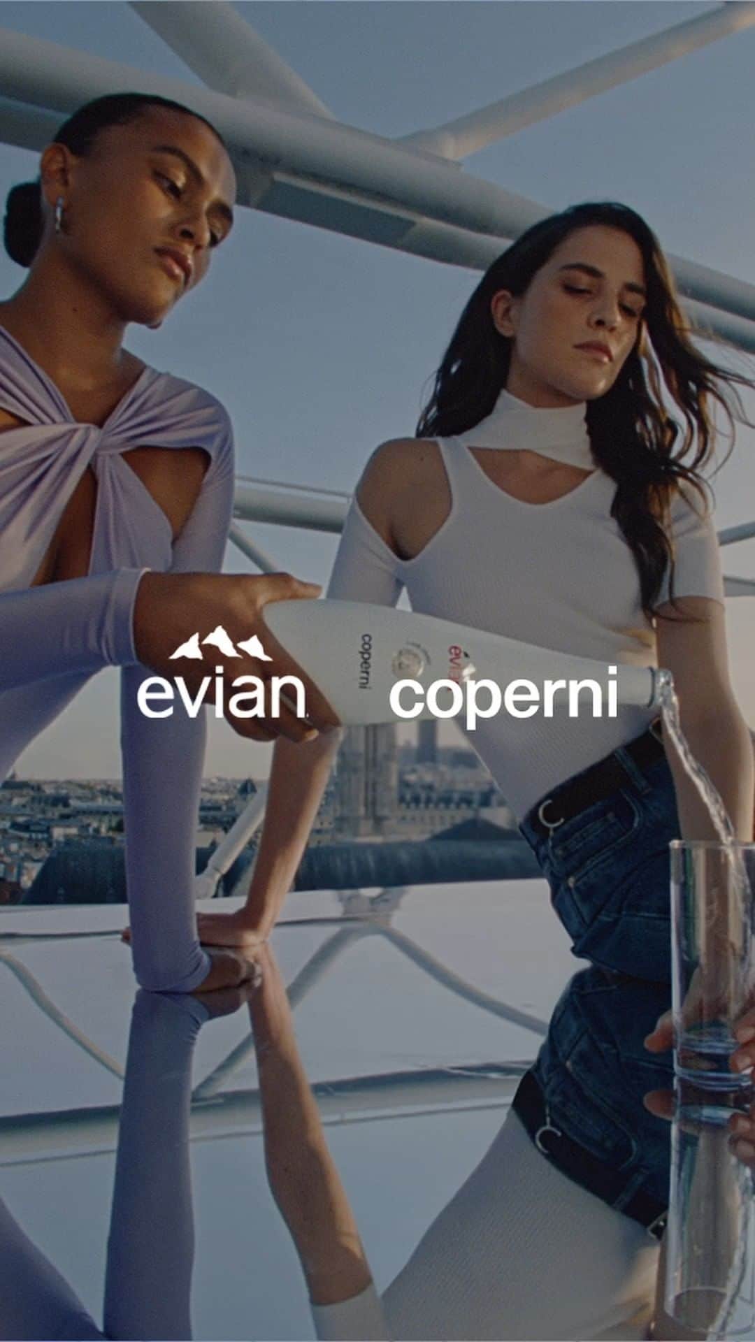 evianのインスタグラム：「Look Closer and discover constellation of health and wellness in the 2023 #LimitedEdition bottle 👁 ✨​  🎬 Directed by @camille.summersvalli the film is set atop of the iconic @legeorgesofficiel on the roof of the Centre Pompidou. We’re transported into the imagined world of the evian x @coperni constellation where movement and life converge in a mesmerizing dance of creativity and imagination 💫​  ​ See bio link for purchase details. ​  Video @camille.summersvalli Production @division.global Creative direction @kevintekinel and @charleslevai​ Stylist @helenatejedor Location @legeorgesofficiel  #evianxCoperni #LiveYoung #LookCloser ​  ​」