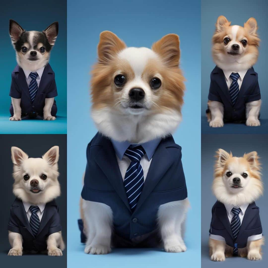 BeautyPlus Japanのインスタグラム：「みんなでネクタイして証明写真撮ったでしゅ🐶👔 誰が一番カッコイイと思うでしゅか？🤔 たぶん僕が一番カッコイイからセンターゲットしちゃったでしゅ🐶❤️ by ATOM  今日はBeautyplus（ビューティプラス）の AIペットポートレート機能を使って変身してみたよ💗 写真を10～15枚選んで後はAIにおまかせ🙌 AIが可愛く変身させてくれるよ🐶🫶🏻  スーツを着て人間っぽくなったり🐶👔魔法使いになったり🐶🧙お誕生日の記念日だったり🐶🎂🎈コックさんになったり🐶🧑‍🍳 これならお洋服を着るのが苦手なワンちゃんネコちゃんも可愛い写真が撮れるよ🐶🐱❤️  #beautyplus #beautyplusapp #aipetportraits  #conan #naruto #alice #luffy #atom  #dog #dogstagram #dogsofinstagram #cutedogs #instadog #pawsomechihuahuas #doglover #chihuahua #ชิวาวา #치와와 #奇瓦瓦州 #狗 #吉娃娃 #犬 #チワワ #ちわわ」