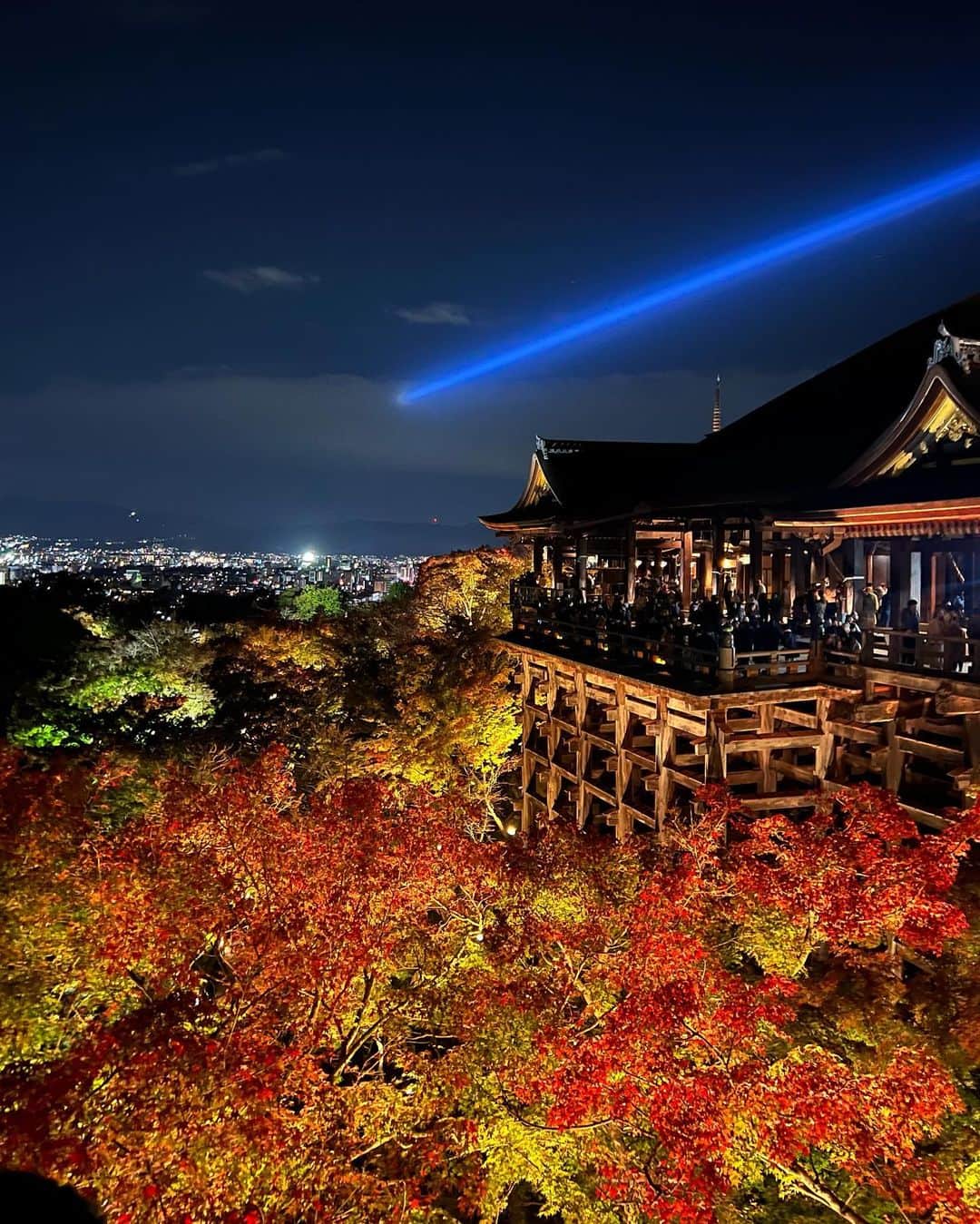 宇佐神星（きらり）さんのインスタグラム写真 - (宇佐神星（きらり）Instagram)「清水寺のライトアップが綺麗すぎて感動🌃✨ 小さく京都タワーも見えたよ🗼  11/30までだから、機会があれば是非行ってみてね！🐵」11月23日 21時21分 - kirari_usami