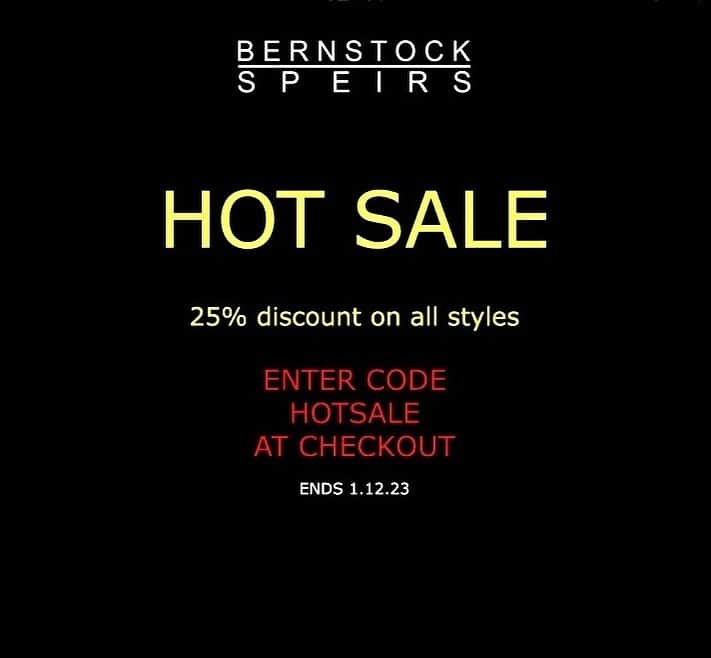 バーンストックスピアーズのインスタグラム：「HOT SALE! 25% discount on everything.  Enter the code HOTSALE at the checkout.  Have a brilliant day 😻」