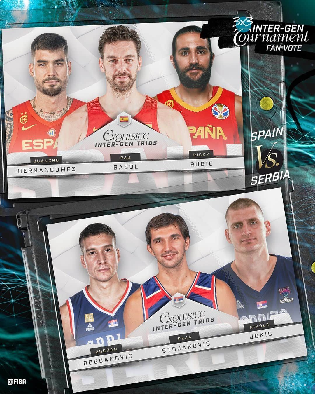 FIBAのインスタグラム：「⚔️ 3x3 Inter-Gen Tournament Semi-Finals Match-up #2  Who you got? 🇪🇸 v 🇷🇸」