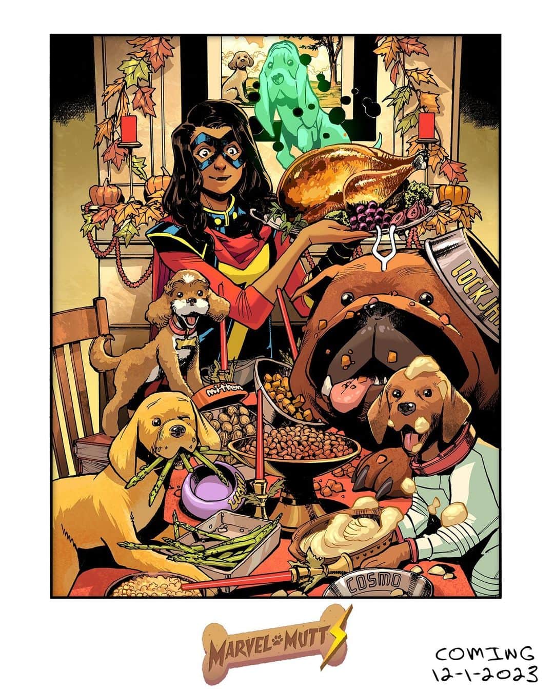 Marvel Entertainmentのインスタグラム：「Happy Thanksgiving from Ms. Marvel and your favorite ‘Marvel Mutts’, a new Infinity Comic coming to #MarvelUnlimited on December 1!」