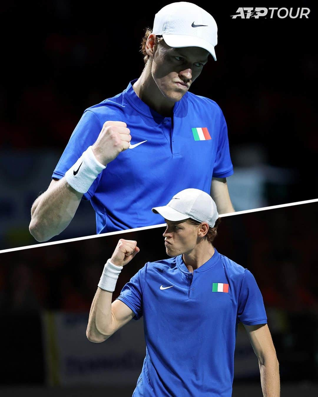 ATP World Tourのインスタグラム：「Confident ➕ Clinical   @janniksin levels the tie for Italy after getting the better of Grieksoor 7-6(3), 6-1!   @daviscup | @_federtennis | #DavisCupFinals」