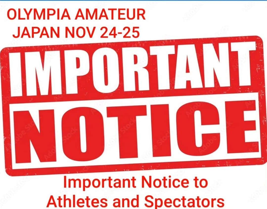 Hidetada Yamagishiのインスタグラム：「Repost from @team_fwj • ※Important Notice to Athletes and Spectators 『OLYMPIA AMATEUR JAPAN 2023』 Due to the large number of players in this event, the following is a list of the players who have participated in the event. Head Judge IFBB PRO vice president Tyler Manion, We have decided to reschedule the start time for the judging. ◼️24 Friday 10:00 Doors open 10:15 Novice Opening Ceremony – Judging begins 13:30 Open Opening Ceremony – Judging begins The schedule has been moved up by one hour! Saturday, 25th 10:00 Doors open 10:15 Novice Opening Ceremony ~ Judging begins 13:26 Open Opening Ceremony – Judging begins 18:35 No break! →Bodybuilding judging begins The schedule has been changed to one hour earlier! Professional competitors will meet and meet at 18:00. Please be careful, all athletes and spectators.」