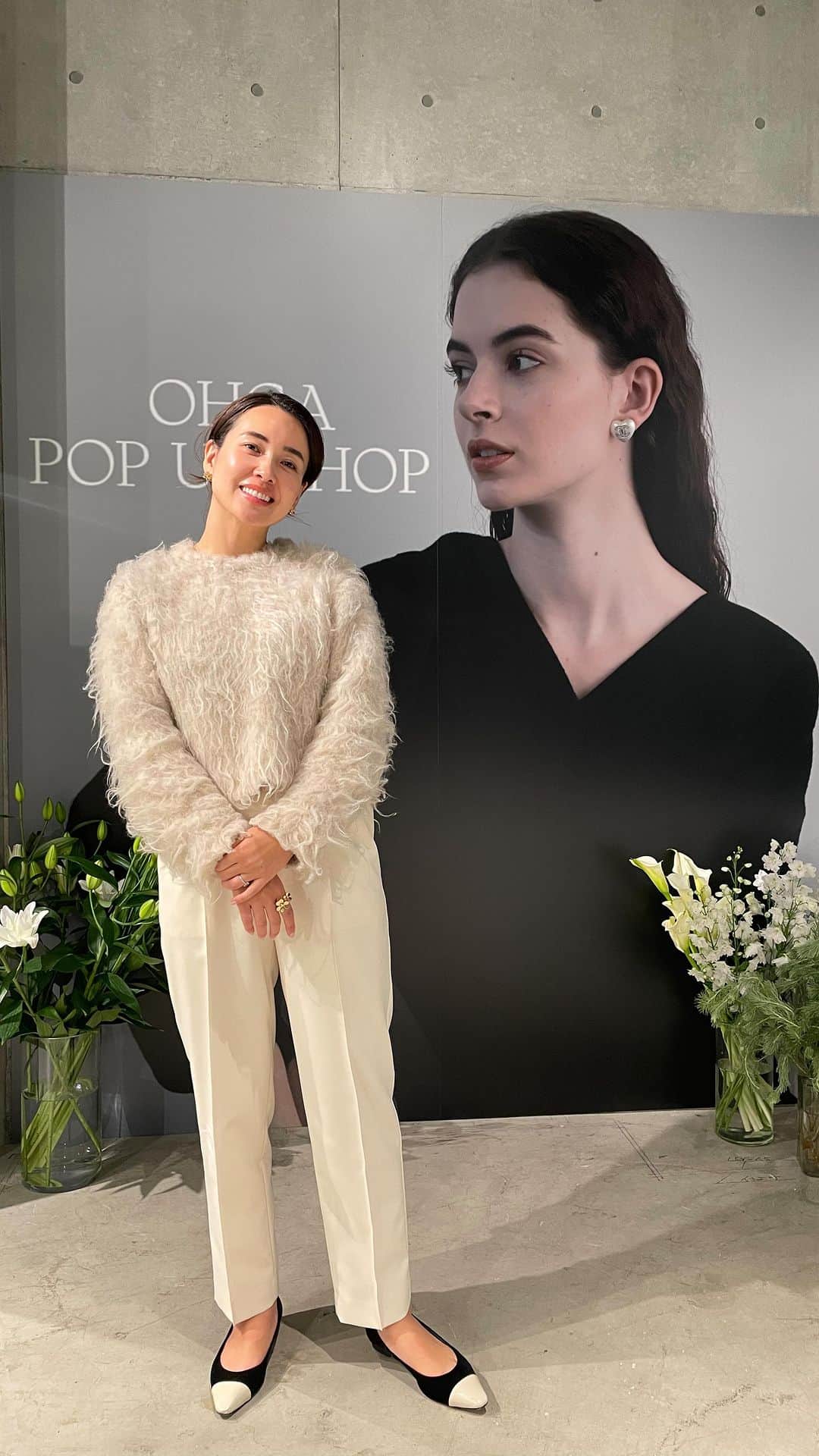 IIDA YURIのインスタグラム：「シャギー🐏 私はベージュにしました✨  @ohgaofficial   #popupshop #ポップアップストア  #代官山 #東京」