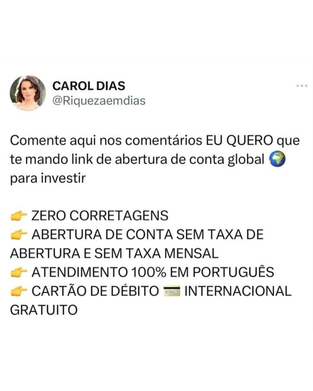 Carol Diasさんのインスタグラム写真 - (Carol DiasInstagram)「DÓLAR 💵 MAIS BARATO HOJE!  . Você pode ganhar até R$ 150 em descontos na compra de dólar. Mas a promoção está acabando! ✅  Campanha por tempo limitado ou até zerarem os cupons! ❌ . 🚨 COMENTE AGORA AQUI : EU QUERO | vou te mandar o link da promoção   Use o CUPOM: IRMAOSFRIDAY23 | ao fazer sua 1. Operação de câmbio em até 15 dias você ganha até R$ 0,15 por dólar de CASHBACK além de vários outros benefícios!」11月23日 23時55分 - caroldias