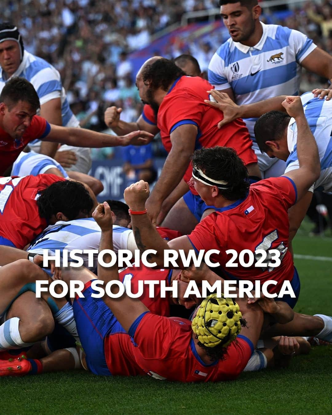 ラグビーリーグ・ワールドカップのインスタグラム：「A historic #RWC2023 for South America 🇦🇷🇺🇾🇨🇱」