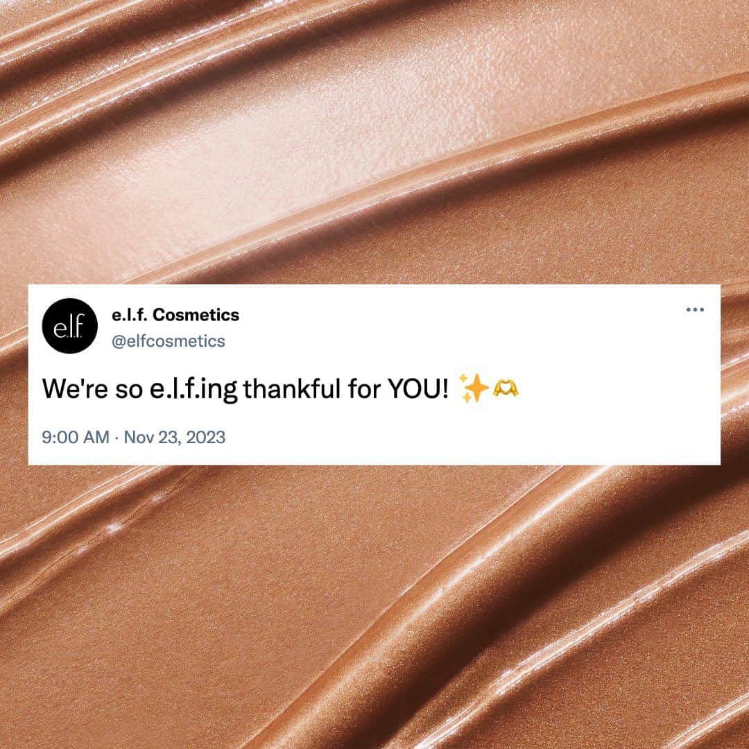 e.l.f.のインスタグラム：「Today we’re thankful for:  💄 $2 Cream Glide Lip Liner 💪 The stickiest Power Grip Primer ✨ Glowy AF skin 💦 Affordable skincare 👭 & most importantly - our e.l.f.ing amazing community! 🫶  Tell us 3 things you’re thankful for in the comments 🤗👇  #elfcosmetics #eyeslipsface #elfingamazing #crueltyfree #thanksgiving」