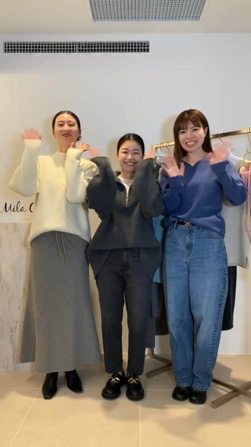 のインスタグラム：「【11.9.thu】オフィシャルオンラインストア・MASH STORE限定 ウォッシャブルニットのご紹介  同時に10％オフキャンペーン開催中 11/13(mon)23:59まで  福本166cm 小笠原 163cm 原田 153cm」