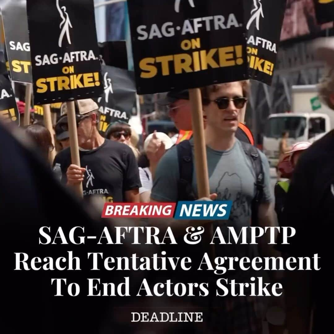 シャロン・ローレンスのインスタグラム：「Yes! Looking forward to the details of this deal Thank you to our @sagaftra leadership and Negotiating Committee.  Repost from @deadline • After 118 days of the #SAGAFTRAStrike, SAG-AFTRA and the studios have reached a tentative deal on a new contract that could see Hollywood up and running again within weeks.   The strike will be over as of 12:01 am PT November 9, we hear. The actors guild’s 17-member negotiating committee unanimously voted to recommend a tentative agreement to the SAG-AFTRA board.   The tentative agreement follows the studios responding on November 3 to the guild’s last comprehensive counter with a self-described “historic” package, which is said to include big gains in wages and bonuses as well as sweeping AI protections.   If all goes as planned and the board signs off on the deal, eligible members of the 160,000-strong actors guild will vote soon to ratify the new agreement.  Full story online. Link in bio.」