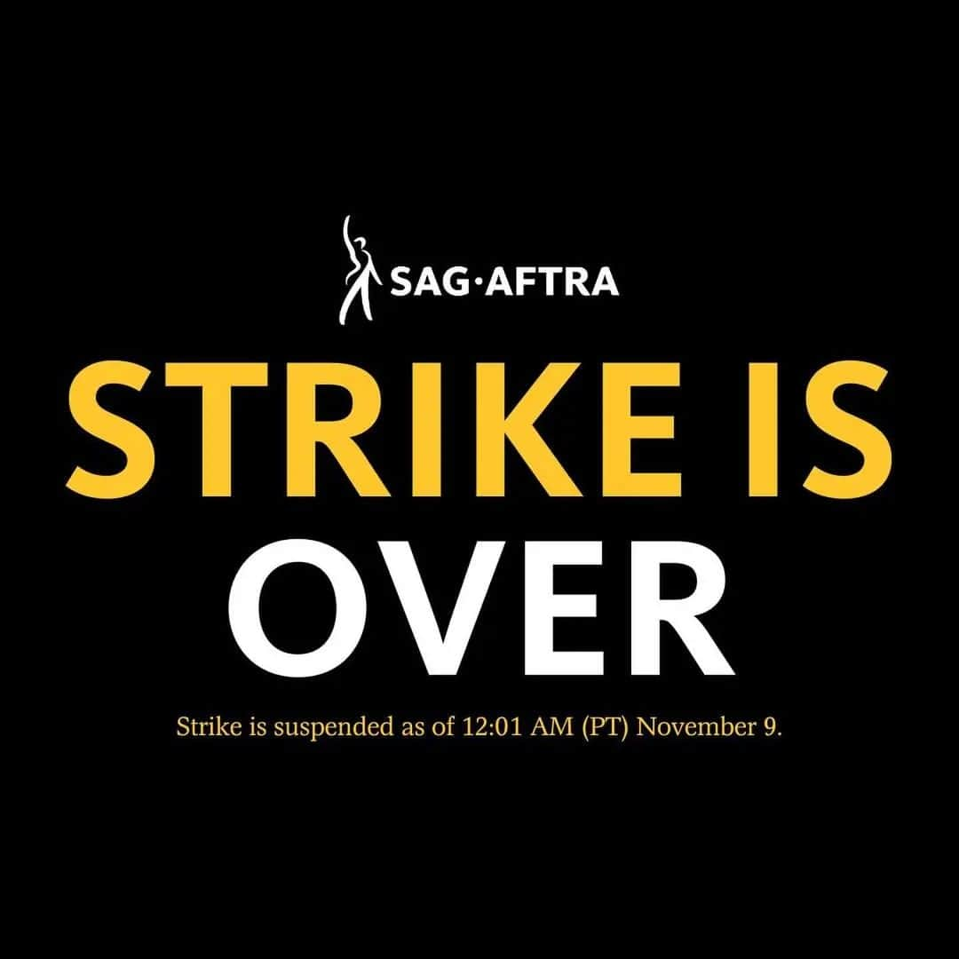 ウィル・ウィトンのインスタグラム：「Posted @withregram • @sagaftra THE #SagAftraStrike IS OVER.  Dear #SagAftraMembers:  We are thrilled and proud to tell you that today your TV/Theatrical Negotiating Committee voted unanimously to approve a tentative agreement with the AMPTP. As of 12:01am PT on November 9, our strike is officially suspended and all picket locations are closed. We will be in touch in the coming days with information about celebration gatherings around the country.  In a contract valued at over one billion dollars, we have achieved a deal of extraordinary scope that includes "above-pattern" minimum compensation increases, unprecedented provisions for consent and compensation that will protect members from the threat of AI, and for the first time establishes a streaming participation bonus. Our Pension & Health caps have been substantially raised, which will bring much needed value to our plans. In addition, the deal includes numerous improvements for multiple categories including outsize compensation increases for background performers, and critical contract provisions protecting diverse communities.  We have arrived at a contract that will enable SAG-AFTRA members from every category to build sustainable careers. Many thousands of performers now and into the future will benefit from this work.  Full details of the agreement will not be provided until the tentative agreement is reviewed by the  SAG-AFTRA National Board.  We also thank our union siblings -- the workers that power this industry -- for the sacrifices they have made while supporting our strike and that of the Writers Guild of America. We stand together in solidarity and will be there for you when you need us.   Thank you all for your dedication, your commitment and your solidarity throughout this strike. It is because of YOU that these improvements became possible.  In solidarity and gratitude, Your TV/Theatrical Negotiating Committee」