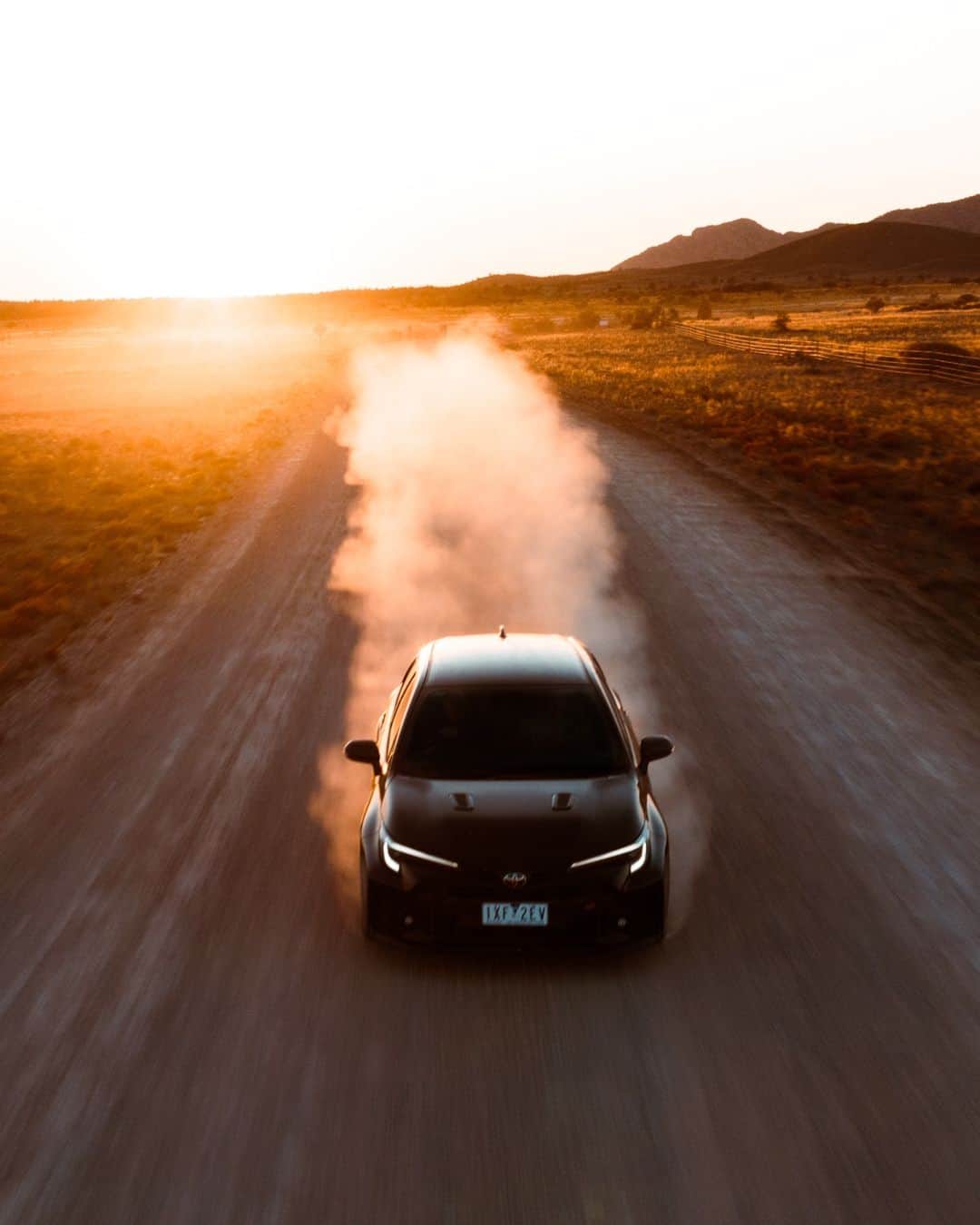 Toyota Australiaのインスタグラム：「Catching dust at dusk in the GR Corolla 🌄 there’s nothing like it.  📍Flinders Ranges, SA  @henry_kidman」