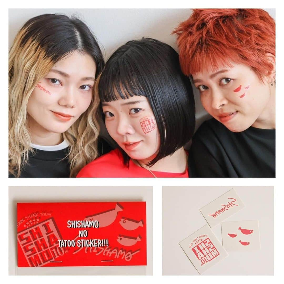 SHISHAMOのインスタグラム：「🐟SHISHAMO NO TATOO STICKER🐟 ¥600-  簡単に貼れて手軽に楽しめる SHISHAMO初のタトゥーステッカー🙋‍♀️!!! 腕やほっぺに貼り付けてライブを楽しんでください🎉  🐟SHISHAMO NO TATOO STICKER🐟 ¥600-」