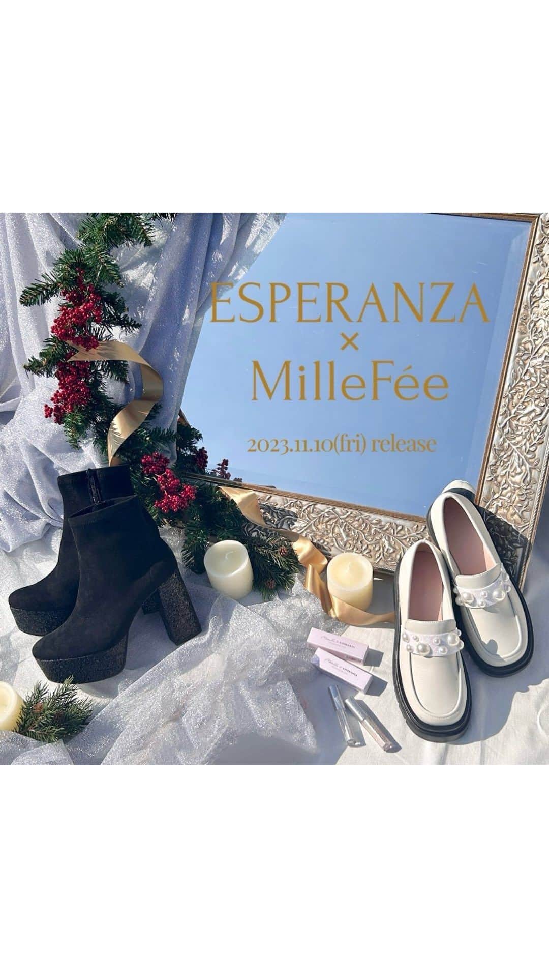 エスペランサ公式のインスタグラム：「「ESPERANZA」と「MilleFée」が  “グリッター”をテーマにしたスペシャルキャンペーンを  11月10日（金）よりスタート✰ ✰ ✰  ♱⋰ ⋱✮⋰ ⋱♱⋰ ⋱✮⋰ ⋱♱⋰ ⋱✮⋰ ⋱♱⋰⋱  『新しいわたしに出逢う魔法』がコンセプトの 化粧品ブランド「MilleFée（ミルフィー）」との スペシャルキャンペーンを開催いたします！  『 #ラク盛りブーツ 』のグリッターヒールを彷彿とさせる 『 #ステラグリッターライナー 』の人気2色をピックアップした 「ESPERANZA」限定のスペシャルパッケージが登場します！  “グリッター”をテーマに、 これからのホリデーシーズンに向け “目元も足元も華やかに過ごす特別な日”を 演出するご提案をいたします♡  【店舗では】 『ステラグリッターライナー』を ご購入いただいたお客様対象で、 その場で使用できる 1,000円オフクーポンをプレゼントいたします！  【WEBでは】 オンラインストア限定プライス 『セット販売価格』￥13,530（税込）  ①『ラク盛りグリッターヒールショートブーツ P06-67044』  価格：￥12,980（税込） サイズ展開：S～LL カラー展開：アイボリー、ブラック、ベージュ、ピンク  ②『ステラグリッターライナー』 @millefee_official   価格 : ￥1,540（税込） カラー展開 : 6色展開  ♱⋰ ⋱✮⋰ ⋱♱⋰ ⋱✮⋰ ⋱♱⋰ ⋱✮⋰ ⋱♱⋰⋱  “グリッター”をテーマに、 これからのホリデーシーズンに向け “目元も足元も華やかに過ごす特別な日”を 演出するご提案をいたします。  ♱⋰ ⋱✮⋰ ⋱♱⋰ ⋱✮⋰ ⋱♱⋰ ⋱✮⋰ ⋱♱⋰⋱  #エスペランサ #MilleFee #ミルフィー #厚底ブーツ #厚底 #プラットフォーム #プラットフォームシューズ #ショートブーツ #クリスマスギフト  #クリスマスプレゼント #リキッドグリッター #グリッター #涙袋 #涙袋メイク #コスメ紹介」