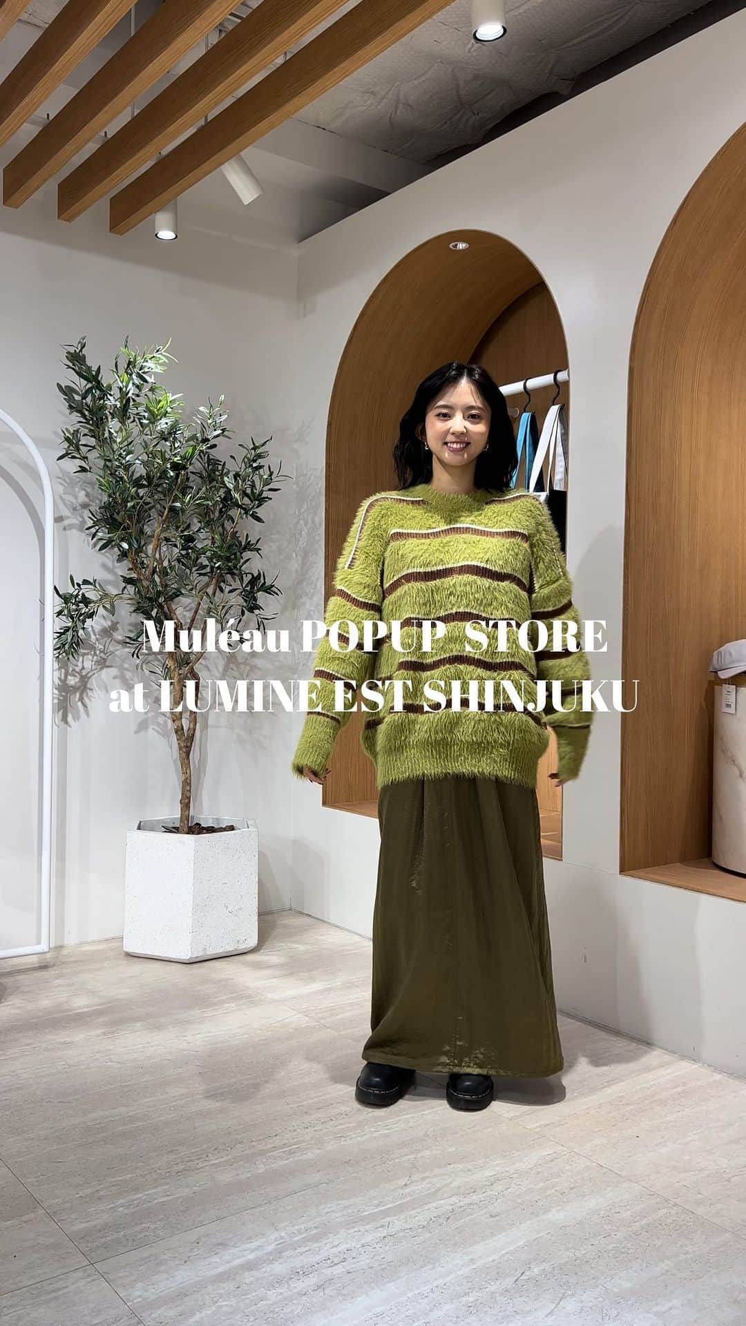 鈴本美愉のインスタグラム：「. POPUP中のMuléauコーデ💟 どのコーデが好きですか~  POPUPで先行発売したアイテムも、もうすぐオンライストアにて販売スタートします✨」