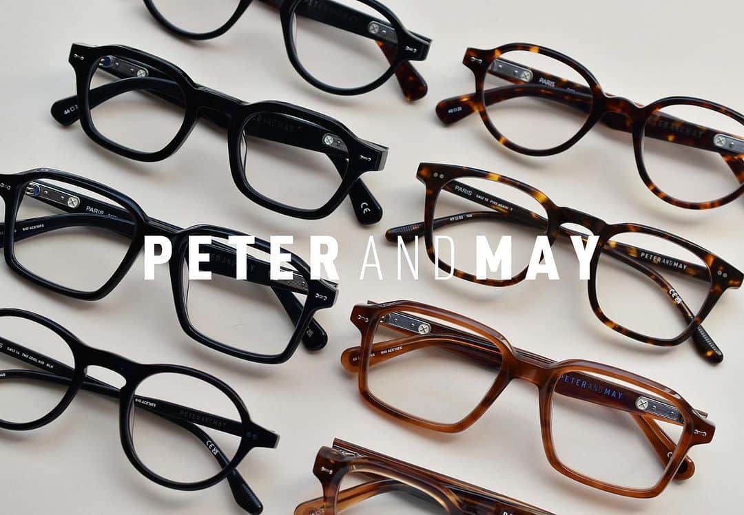 blincvaseのインスタグラム：「. 今もっとも注目されているパリ初のブランド、PETER AND MAY | ピーター アンド メイ @peterandmay が入荷しています！  ヴィンテージの眼鏡デザインを強く意識した特徴的なものや、人気モデルをリサイズしたものなど、多数店頭に並んでおります。  全て各1点ずつの入荷です。 ぜひ週末、店頭にてお待ちしております。  #peterandmay」