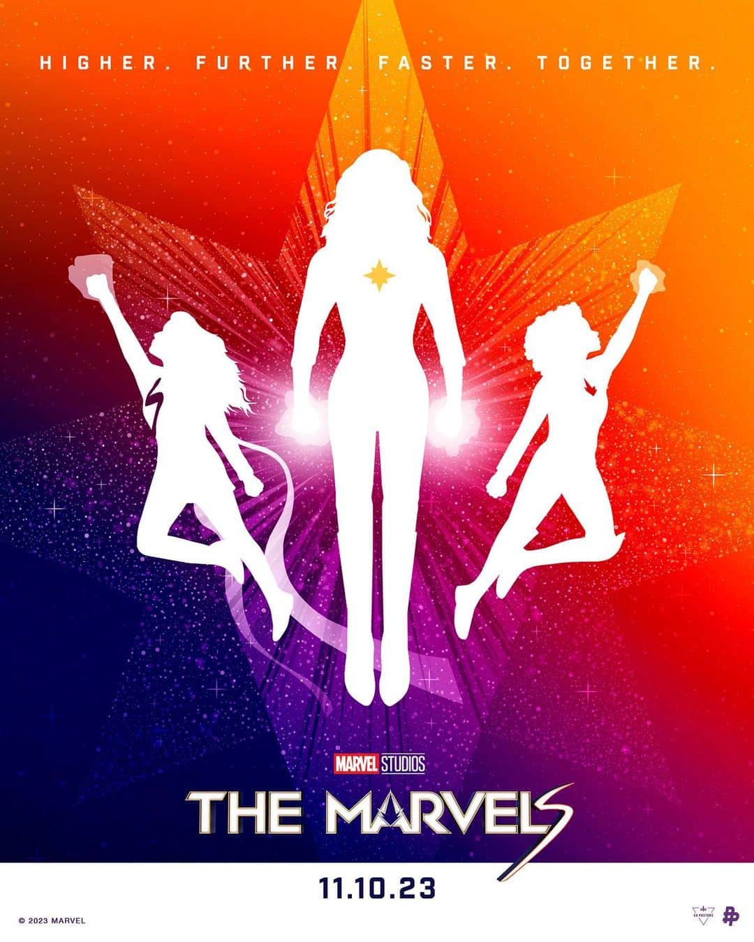 Marvel Entertainmentのインスタグラム：「Together ⭐️  Art by @sg_posters inspired by #TheMarvels. Experience the film in theaters tonight. Get tickets now at the link in bio.」