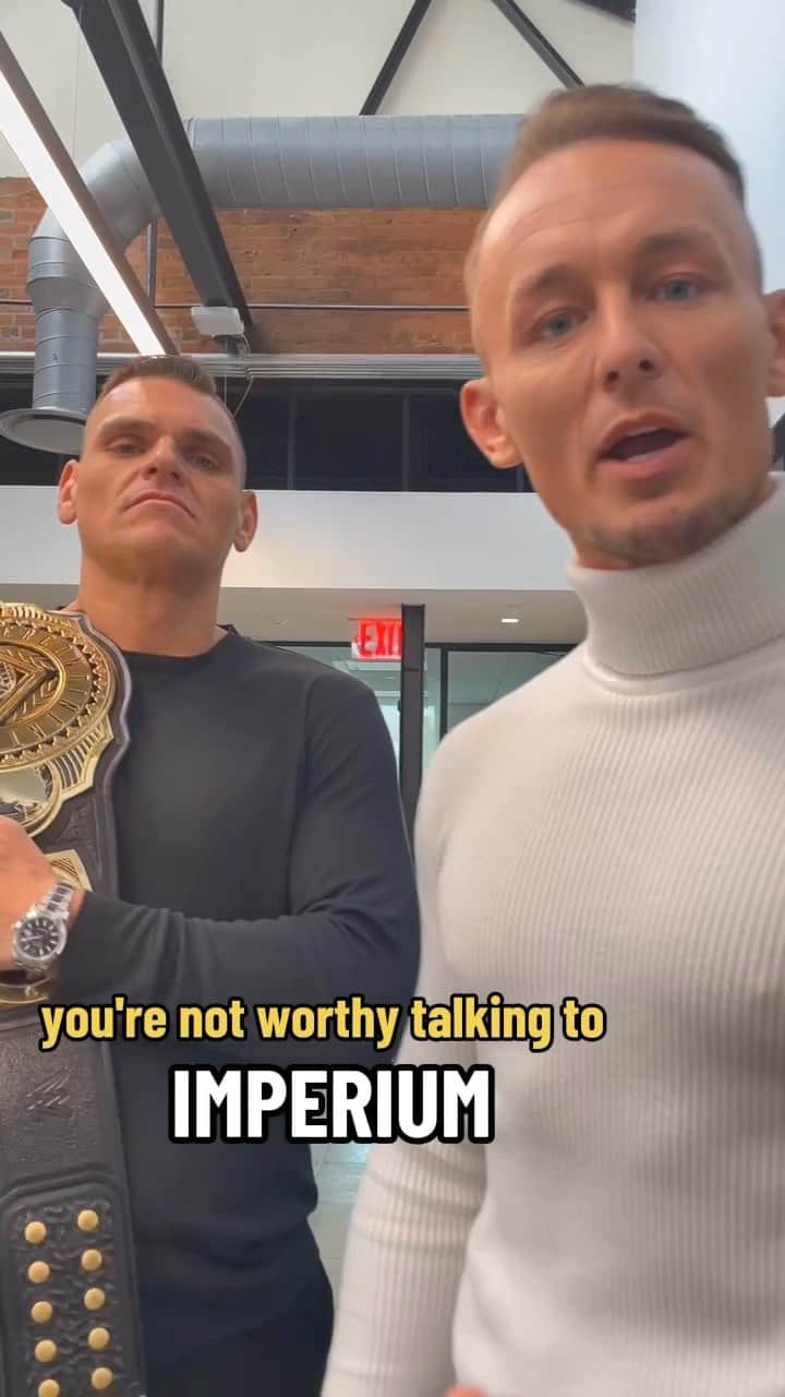 WWEのインスタグラム：「That’s the last time we ask that question to @gunther_wwe and @wwe_kaiser 😅」