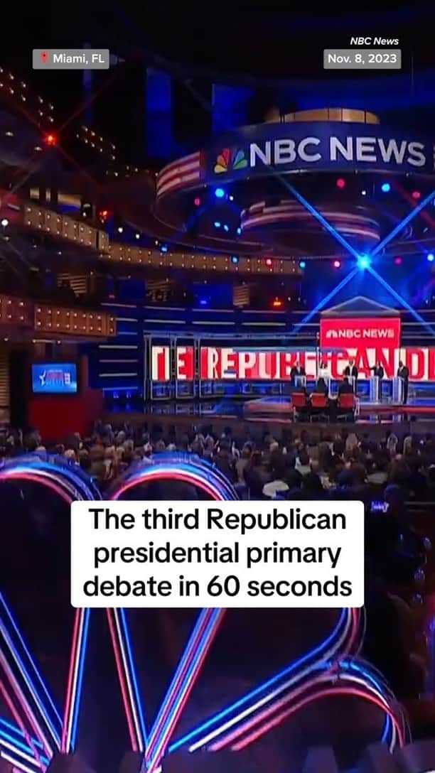 NBC Newsのインスタグラム：「Donald Trump, Israel, and a whole slew of insults: Here's the third Republican presidential primary debate in one minute.」