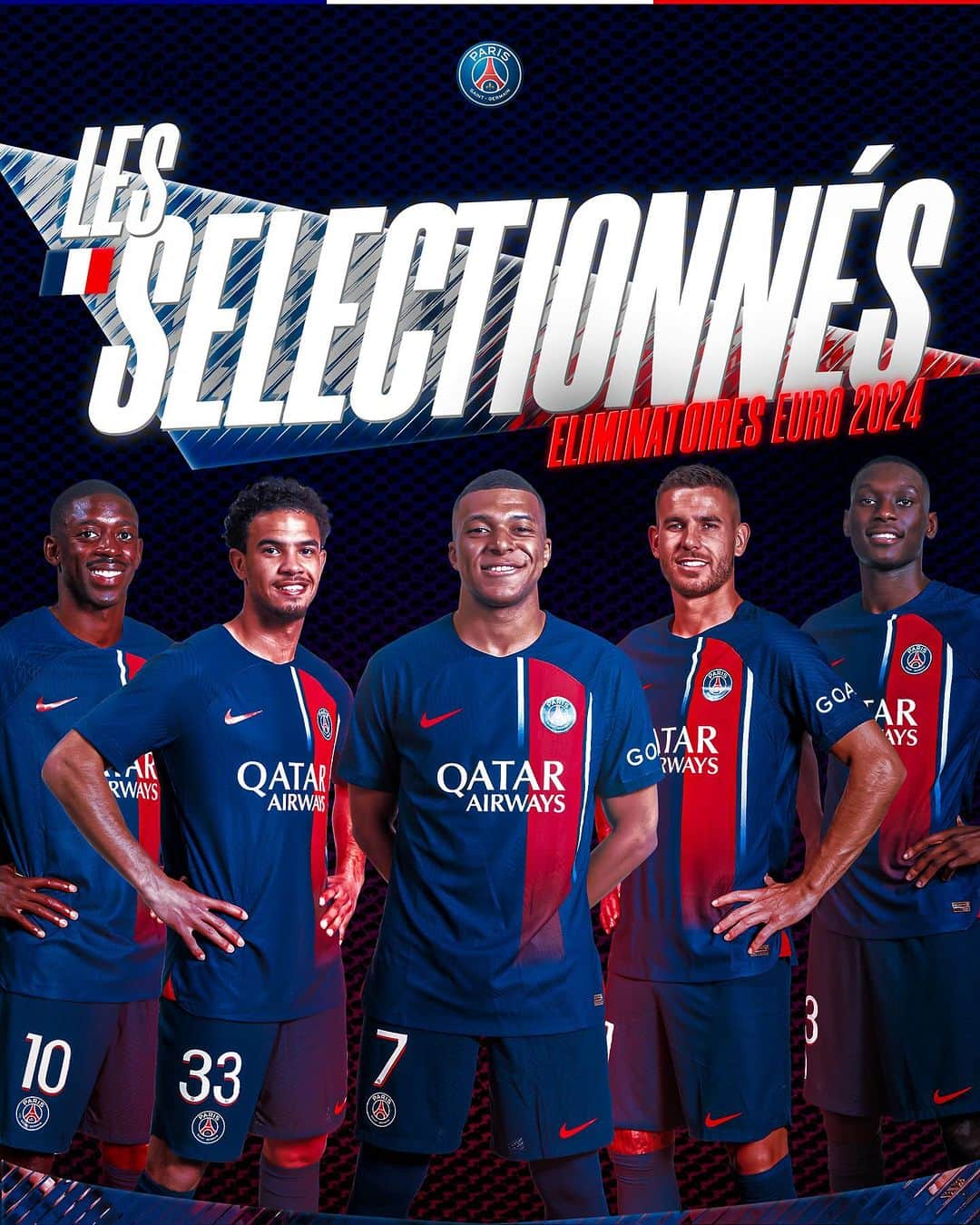 パリ・サンジェルマンFCのインスタグラム：「🇫🇷🙌   5️⃣ Parisians have been called up to the @equipedefrance! 🤩✅   @k.mbappe, @o.dembele7, @wzairemery6 , @lucashernandez21 and @r_kolomuani 🔝   Our Titi, Warren Zaire-Emery, becomes the youngest player selected for the French team since 1914 at 𝟭𝟳 years, 𝟴 months and 𝟭 day! ❤️💙  🇫🇷🙌   5️⃣ Parisiens convoqués avec l’@equipedefrance ! 🤩✅  @k.mbappe, @o.dembele7, @wzairemery6, @lucashernandez21 et @r_kolomuani 🔝   Notre Titi, Warren Zaïre-Emery, devient le plus jeune joueur appelé avec l’Équipe de France depuis 1914 à 𝟭𝟳 ans , 𝟴 mois et 𝟭 jour ! ❤️💙」