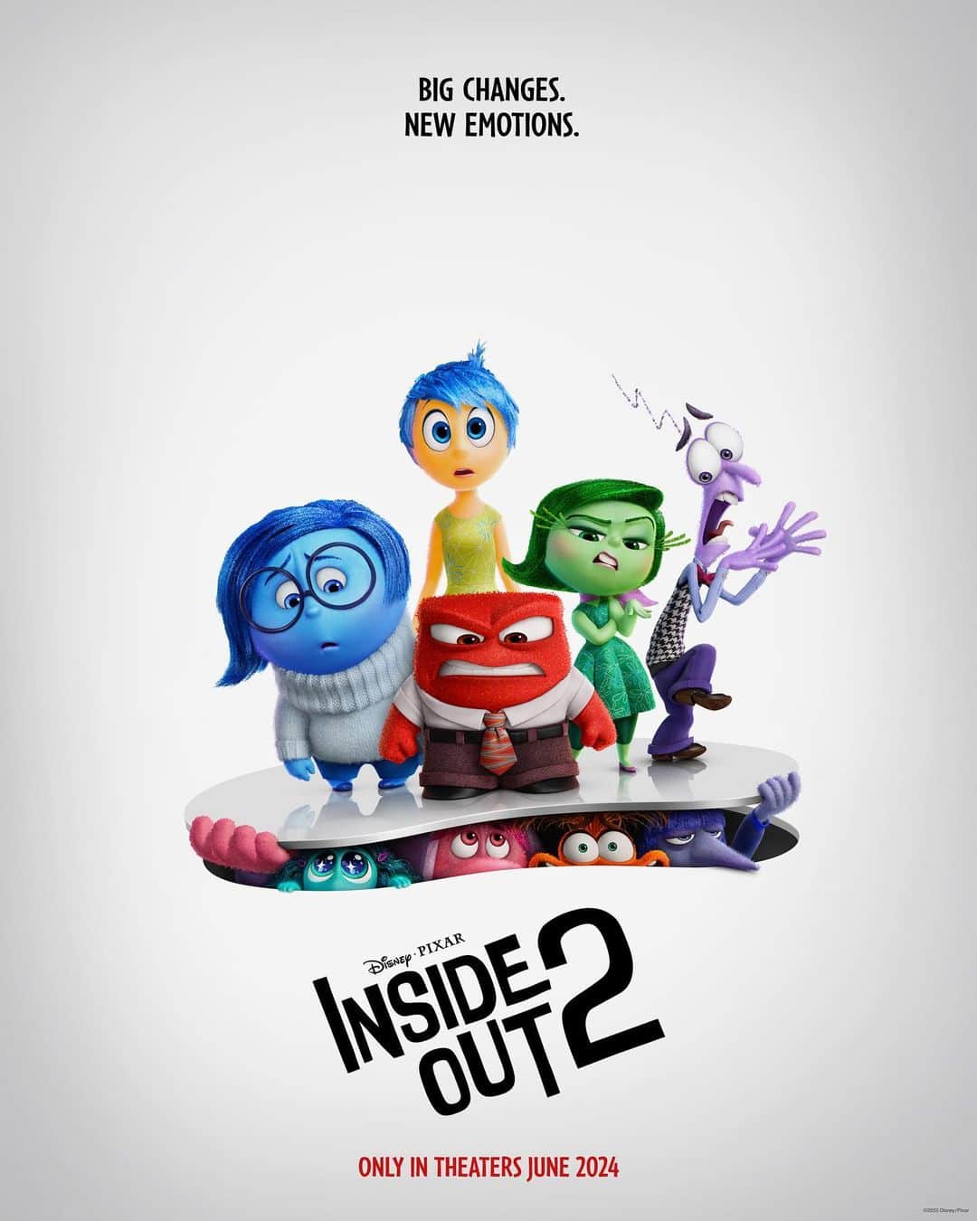 Disney Pixarのインスタグラム：「Big changes. New emotions. 👀  Check out the brand new poster for Disney and Pixar's #InsideOut2, only in theaters June 2024.」