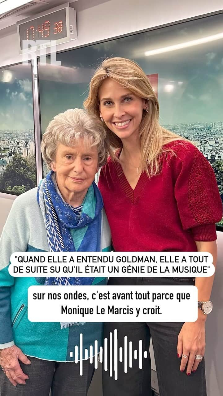 オフェーリ・ムニエのインスタグラム：「🔴 Monique Le Marcis, la directrice de la programmation musicale de RTL pendant plus de 27 ans, se souvient de sa rencontre avec Jean-Jacques Goldman. Elle se confie au micro d’@opheliemeunier dans #Confidentiel 🎼 (Crédit 📸 : Monique Le Marcis)  L’intégralité de l’émission sur rtl.fr et l’application #RTL ! • • #jeanjacquesgoldman #opheliemeunier #radio #onair #live」