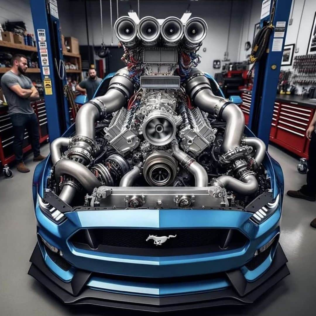 CARLiFESTYLEのインスタグラム：「If this was real, how much HP would it have? Render by ? #carlifestyle #mustang #twinturbo #supercharged」