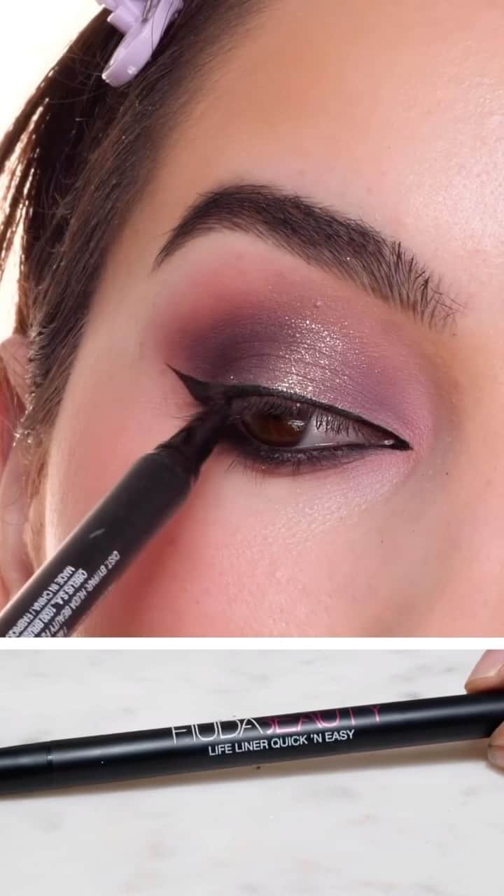 Huda Kattanのインスタグラム：「Switch up your everyday look with our NEW Pretty Grunge Eyeshadow Palette 🌸💜 Take notes from @ashleykaylamakeup. This purple soft smokey eye is straight 🔥.   Before you hit play, grab: 🖤 Pretty Grunge Eyeshadow Palette in shades Brave, Nirvana, Beauty Chaos, Freedom, Fearless, Renegade & Maverick 🖤 Creamy Kohl Eye Pencil in shade Very Vanta 🖤 Life Liner Quick ‘N Easy in shade Very Vanta   🌍 𝗔𝗩𝗔𝗜𝗟𝗔𝗕𝗟𝗘 𝗚𝗟𝗢𝗕𝗔𝗟𝗟𝗬 🌎 #PrettyGrunge」
