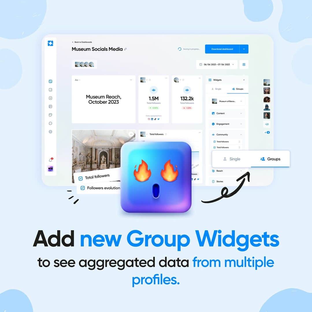 Iconosquareさんのインスタグラム写真 - (IconosquareInstagram)「Juggling lots of social profiles at the same time?  With Groups, you can categorize your social profiles on Iconosquare by brand, region, client… the possibilities are endless.  And now, you can include aggregated analytics from your Groups on your Iconosquare Dashboard, giving you a clear picture of the performance of your Group as a whole.  Try it now with the link in bio ⬆️  .  #socialmediamarketing #socialmediamanagement #socialmediatool #socialmediamanager #iconosquare」11月10日 1時02分 - iconosquare