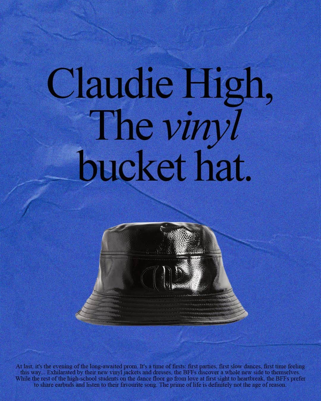 クローディピエルロのインスタグラム：「This ad about our new vinyl collection looks retro, but the bucket hat is as shiny as a new penny. ⁣ ⁣ #ClaudiePierlot #Claudies #ClaudieHigh」