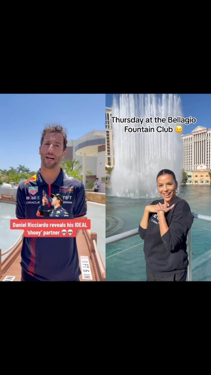 エヴァ・ロンゴリアのインスタグラム：「Hey @danielricciardo heard you’re looking to share a shoey… I’ll be in Vegas this Thursday at the @bellagio fountain club for F1 pouring up @casadelsoltequila. You, me, shoey’s? 👀」