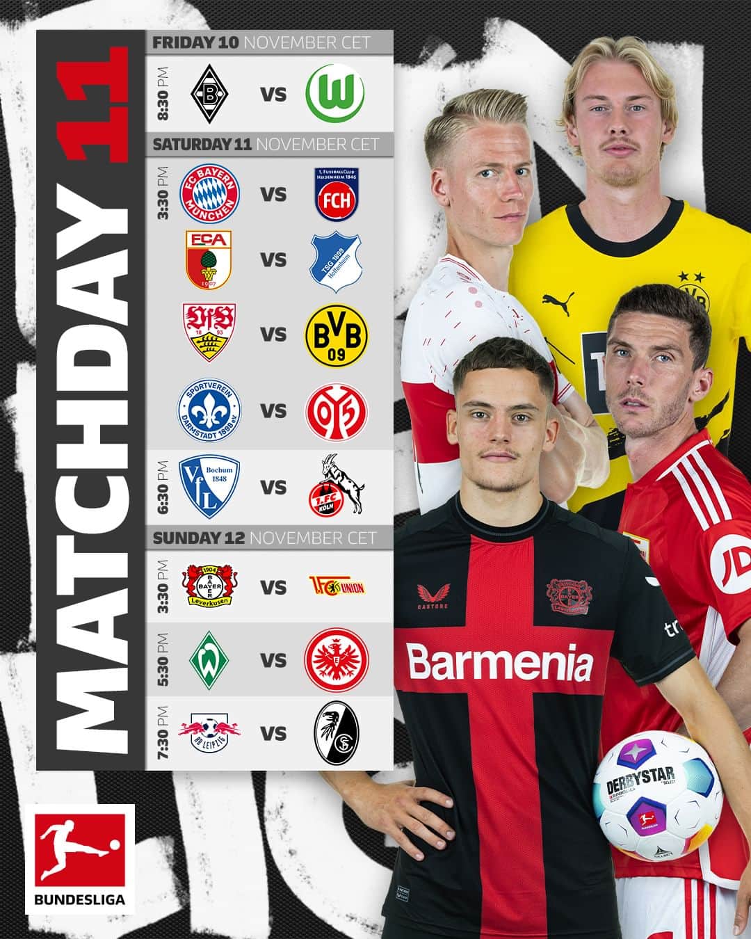 ブンデスリーガさんのインスタグラム写真 - (ブンデスリーガInstagram)「Turn it up to #MD11! 🎚️  Jump in for an unpredictable weekend of #Bundesliga action. 🧮😎」11月10日 5時00分 - bundesliga