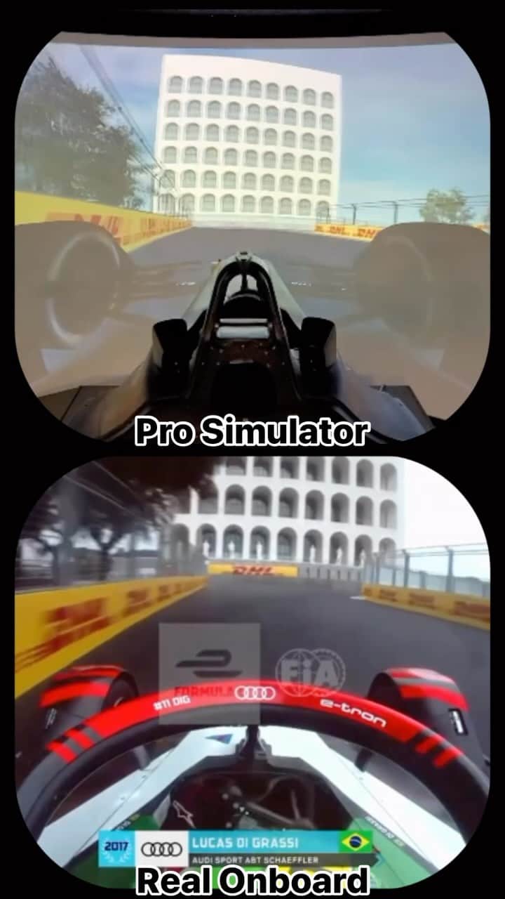 ルーカス・ディ・グラッシのインスタグラム：「Have you wondered how realistic a Pro Simulator is?  Here’s a lap of the Rome ePrix !」