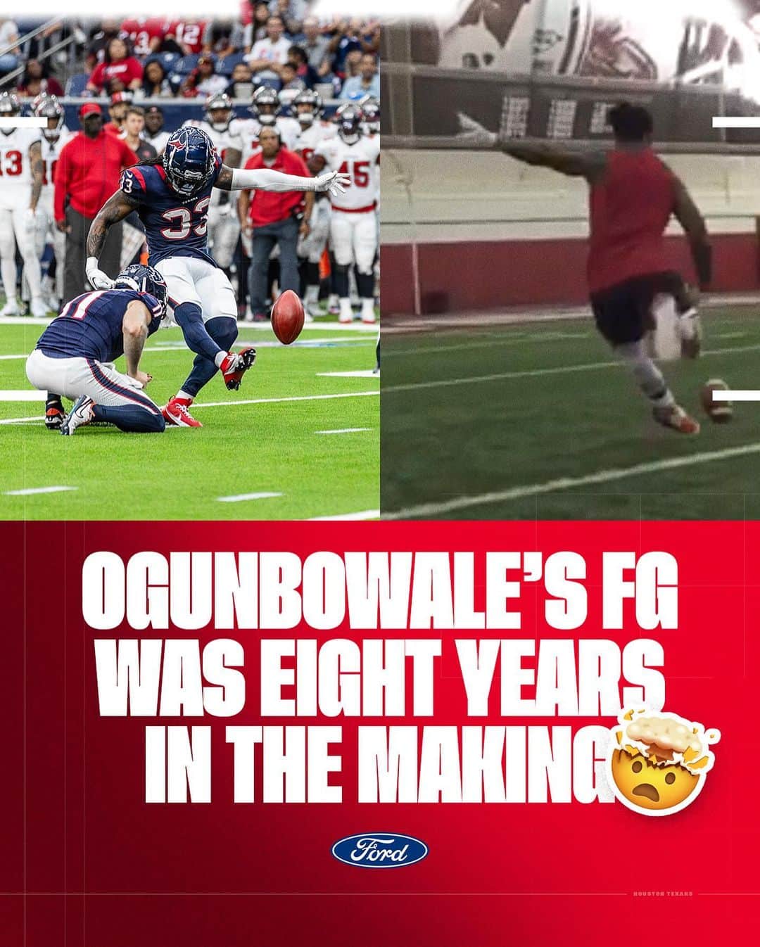 ヒューストン・テキサンズのインスタグラム：「Field goals & @dareogunbowale go way back 😤」