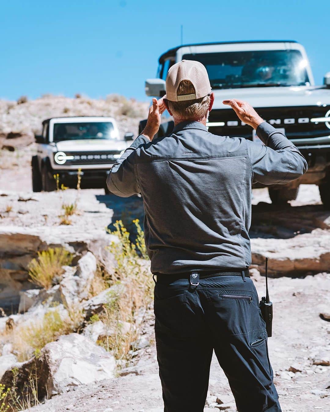 Fordのインスタグラム：「Our trail guides at Bronco Off-Roadeo show you how to get the most out of a Ford Bronco®. These off-road experts will demonstrate how to climb, crawl and cruise over the challenging, purpose-built trail specially designed to show off all a Bronco® can do.  Want to try it for yourself? Register now at our link in bio.  📷: @coldfear, @andrew__muse   Disclaimer: Previous model years shown. Optional equipment shown. Always consult the owner’s manual before off-road driving, know your terrain and trail difficulty, and use appropriate safety gear.」