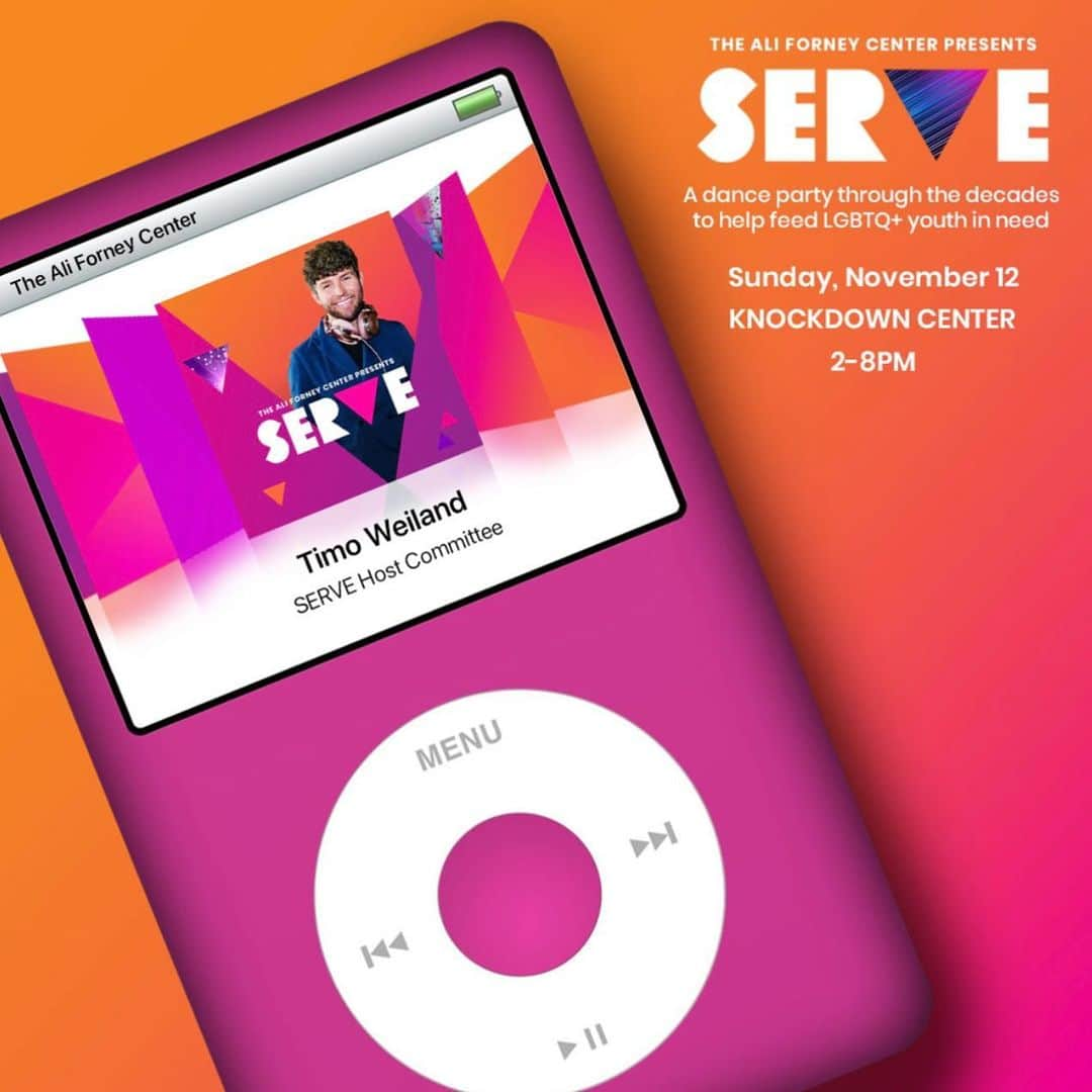 ティモウェイランドさんのインスタグラム写真 - (ティモウェイランドInstagram)「💅🏼 SERVE w/ us this Sunday, November 12th in support of the @aliforneycenter for LGBTQIA+ youth 2-8pm at @knockdowncenter 💕」11月10日 5時37分 - timoweiland