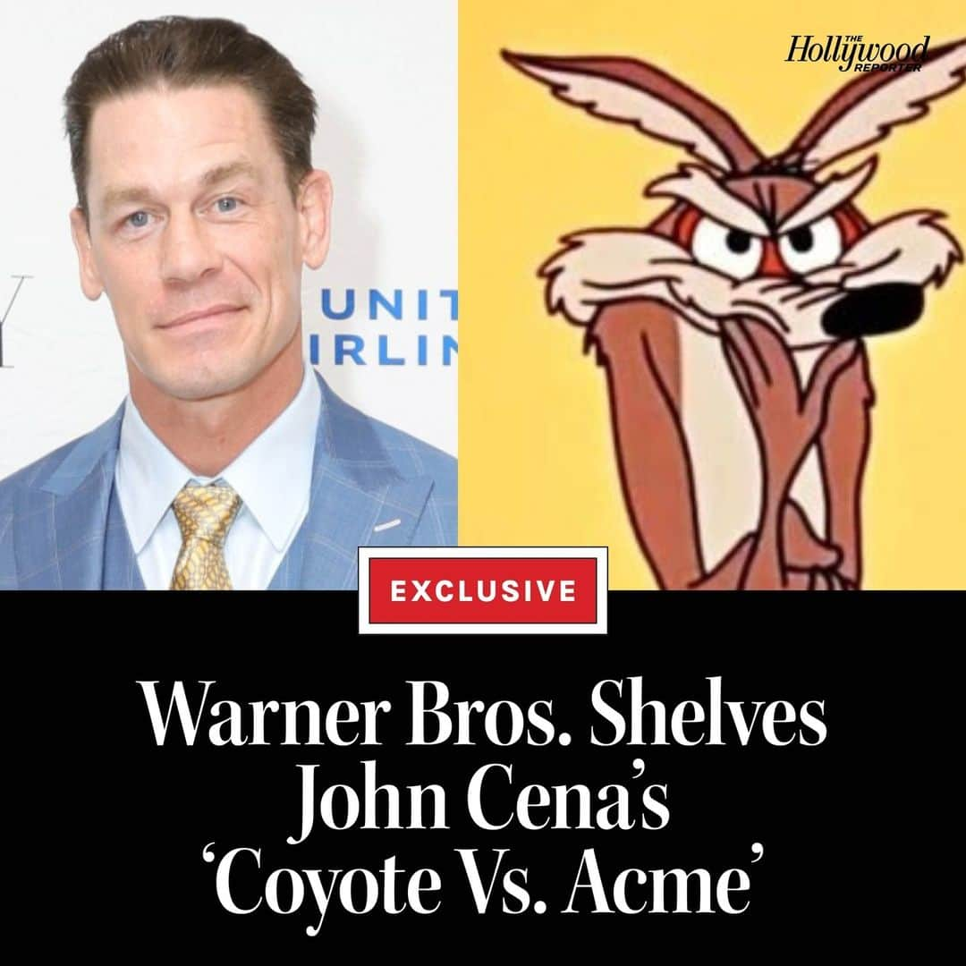 ハリウッド・リポーターのインスタグラム：「Warner Bros. shelves #JohnCena’s live-action/animated hybrid movie ‘Coyote Vs. Acme’ a year after it completed filming in New Mexico. The feature was greenlit as an HBO Max film before being considered for a theatrical release. Link in bio for more details.」