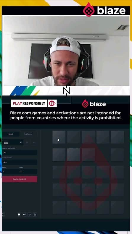 ネイマールのインスタグラム：「Neymar Jr. dando show de habilidade no Mines! 💎⚽️ Neymar vai revelando diamantes e multiplicando a diversão no jogo original da Blaze! Explosões de emoção, mas sem bombas no caminho. 🚀🎮 E você, está preparado para testar sua sorte?」