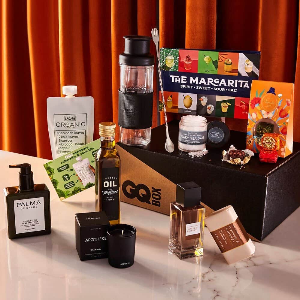 GQのインスタグラム：「The latest limited-edition @gqbox includes the perfect mix of everything needed to be the host with the most, from scents that make you and your home smell incredible, to an assortment of items that let you master the perfect night in. Hit the link in bio for a closer look at the editor-curated lineup and learn more about the subscription.」