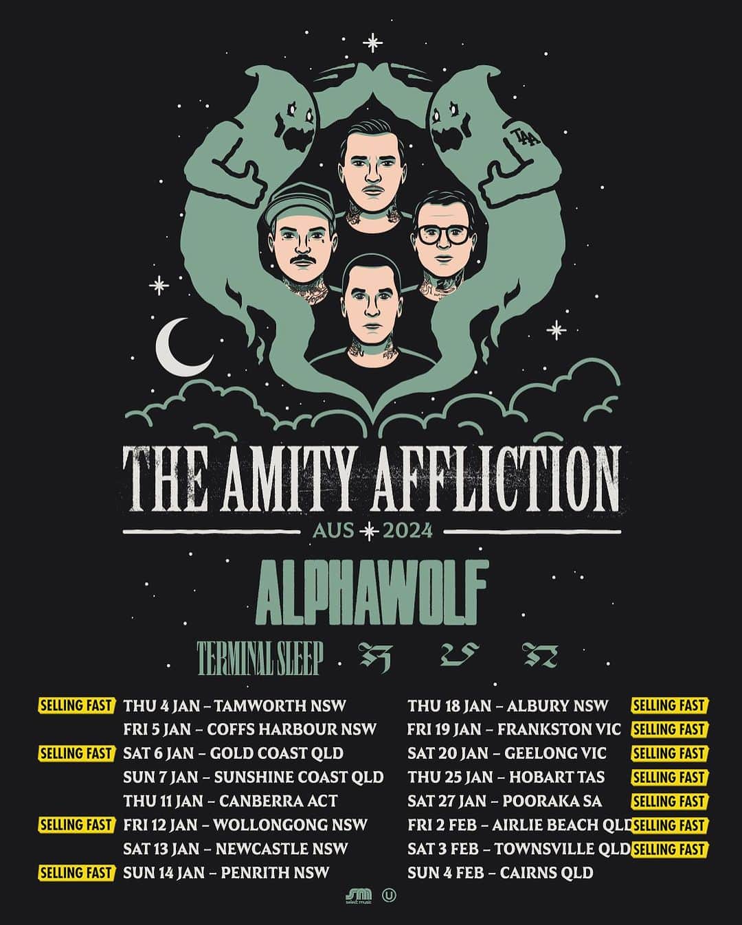 The Amity Afflictionのインスタグラム：「Ticket update for our regional Australian tour with @alphawolfcvlt, @terminalsleep and @run_metal. Tickets are selling very fast and shows will sell out. You’ve been warned!  🎫 theamityaffliction.net」