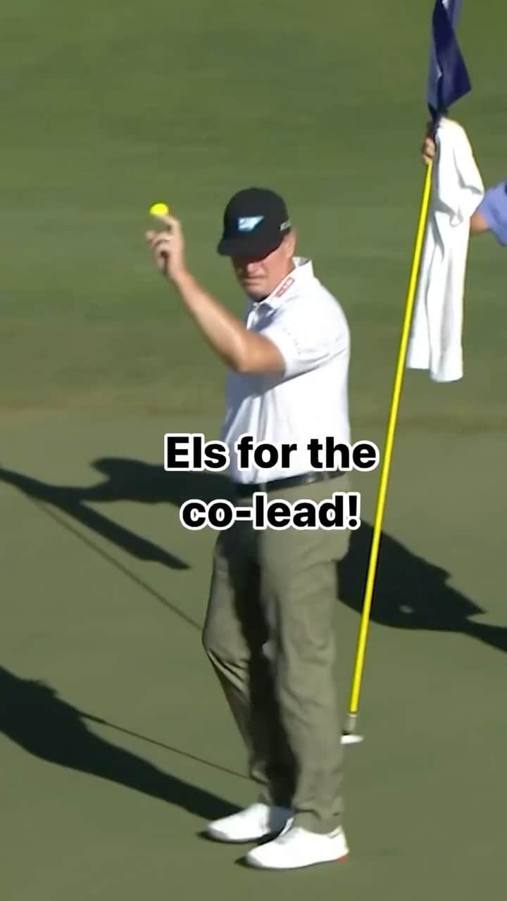 アーニー・エルスのインスタグラム：「@ernieelsgolf follows up a near eagle hole-out with birdie to take the co-lead @schwabcupfinale.」