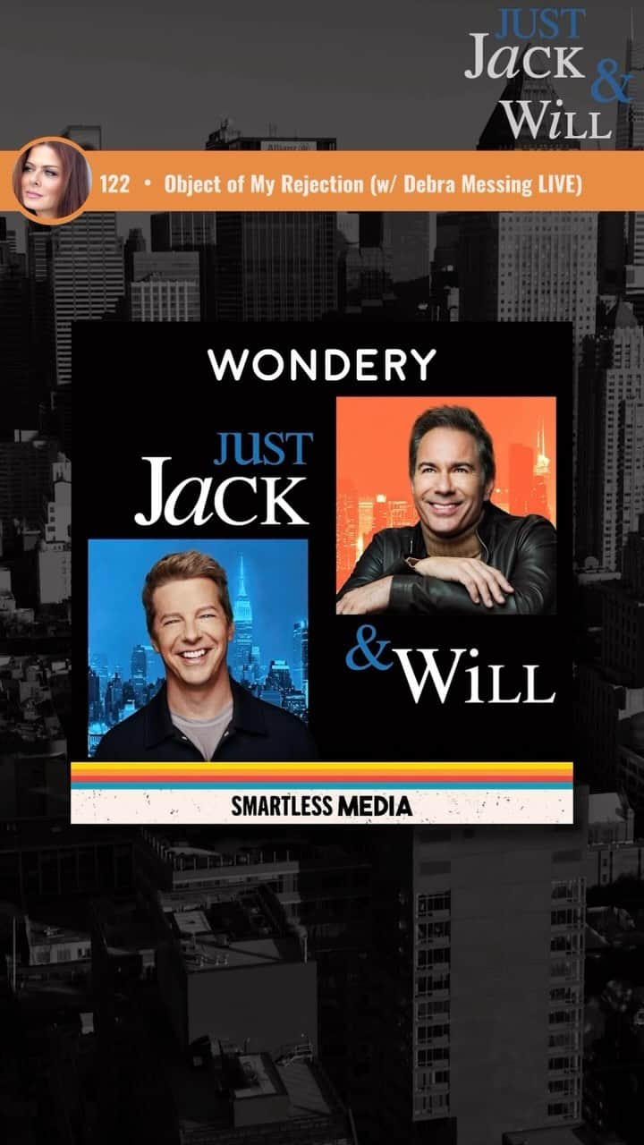 ショーン・ヘイズのインスタグラム：「This week on “Just Jack & Will” we’re joined by our friend, Debra Messing, to chat about the Season 1 Finale of “Will & Grace”.  To LISTEN, Click LINK IN BIO.  #SmartLessMedia #JustJackAndWill #SeanHayes #EricMcCormack #DebraMessing #WillAndGrace #WonderyMedia #AmazonMusic」