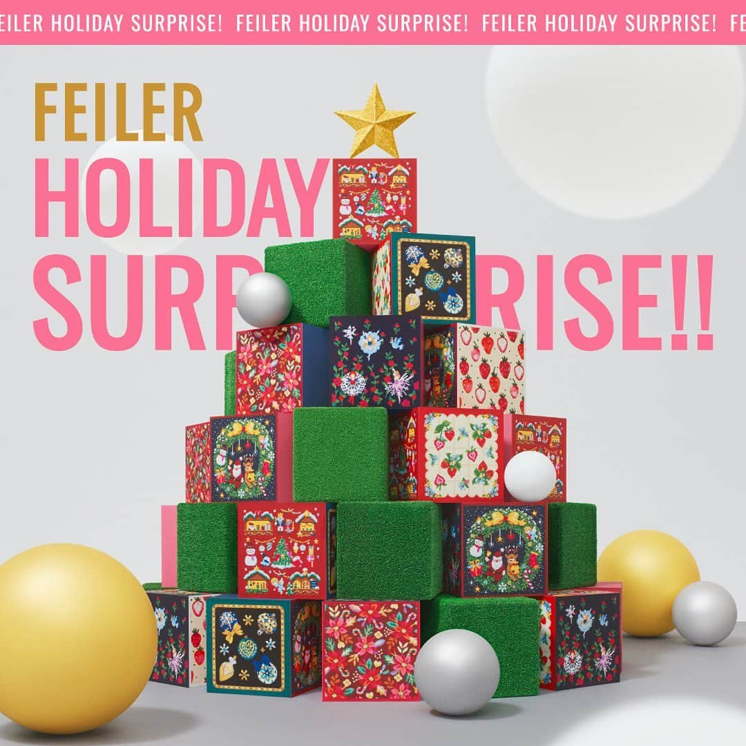 フェイラー（FEILER）さんのインスタグラム写真 - (フェイラー（FEILER）Instagram)「【FEILER HOLIDAY SURPRISE!!】  FEILER HOLIDAY SURPRISE!! は、 フェイラー銀座本店のショーウィンドーにハンカチがデザインされたクリスマスツリーが登場！ フェイラー商品、ラブラリー バイ フェイラー商品を各￥8,800(税込)以上お買い上げの方へのプレゼント第1弾・第2弾もご用意いたしました。 ※先着順、なくなり次第終了  皆さまにとって素敵なホリデーシーズンになりますように。  🌟ラブラリー バイ フェイラー 第1弾 期間：2023年11月10日(金)～2023年11月23日(木・祝) ドリーミースノー柄ジップバッグ(10枚セット/オリジナルBOX入) ジップバッグサイズ:縦20×横18cm BOXサイズ:縦8×横19.5×高さ2.8cm  第2弾 期間：2023年11月24日(金)～2023年12月25日(月) 2024年カレンダー カレンダーサイズ:縦18.2×横25.7cm(B5)   ≪実施店舗≫ ラブラリー バイ フェイラー 大丸札幌店 @loverary.daimarusapporo エスパル仙台店 @loverary.spal アトレ吉祥寺店 @loverary.atrekichijoji エチカ表参道店 @loverary.echika 玉川髙島屋S・C店 @loverary.tamagawa 東京駅グランスタ店 @loverary.gransta ルミネエスト新宿店 @loverary.lumine 横浜ジョイナス店 @loverary.joinus タカシマヤ ゲートタワーモール店 @loverary.tgm 松坂屋名古屋店 @loverary.matsuzakayanagoya 大阪ルクアイーレ店 @loverary.lucua 天王寺ミオ店 @loverary.mio 京都高島屋S.C.[T8]店 @loverary.kyototakashimaya エキエ広島店 @loverary.ekie フェイラー銀座本店 @feiler.ginza フェイラー天神地下街店 @feiler.tenchika 髙島屋大阪店フェイラーショップ @feiler.takashimayaosaka フェイラー公式オンラインショップ https://feiler.jp ※ フェイラー公式オンラインショップは、開始日の正午スタート。  🌟フェイラー 第1弾 期間：2023年11月15日(水)～2023年11月30日(木) クライナーマルクト柄ジップバッグ(10枚セット/オリジナルBOX入) ジップバッグサイズ:縦20×横18cm BOXサイズ:縦8×横19.5×高さ2.8cm  第2弾 期間：2023年12月1日(金)～2023年12月25日(月) 2024年カレンダー カレンダーサイズ:縦18.2×横25.7cm(B5)  ≪実施店舗≫ フェイラー銀座本店 @feiler.ginza フェイラー天神地下街店 @feiler.tenchika 全国有名百貨店フェイラーショップ フェイラー公式オンラインショップ https://feiler.jp ※ フェイラー公式オンラインショップは、開始日の正午スタート。 ※ フェイラーファクトリーアウトレットは、フェイラー第2弾2024年カレンダーのみ実施いたします。その他のお買い上げプレゼントの実施はございません。  〈店舗〉 ※店舗ではフェイラーアプリの会員証ページのクーポンと引き換えになります。(お一人様1点限り) ※フェイラーは、フェイラーアプリもしくは公式LINEクーポンとお引き換えいただけます。(お一人様1点限り) ※フェイラーアプリのダウンロードとフェイラーメンバーズ会員登録は店頭ですぐに行えますので、お気軽にスタッフまでお声がけください。 ※お買い上げ対象は、ラブラリー バイ フェイラーはラブラリー バイ フェイラー商品のみ、フェイラーはフェイラー商品、フェイラー クリアレーベル商品が対象です。 ※金額は、消費税を含む商品の購入代金(お支払い金額)です。割引等がございます場合は、適応後のお支払い金額になります。   〈公式オンラインショップ〉 ※各開始日正午以降にご注文の上、ノベルティを選択されたご注文が対象になります。  ※お買い上げ対象は、ラブラリー バイ フェイラーはラブラリー バイ フェイラー商品のみ、フェイラーはフェイラー商品が対象です。 ※「予約商品」、「SALE商品」については本キャンペーンの対象外とさせていただきます。 ※ノベルティは、1件のご注文につき1点限りとさせていただきます。配送先が複数の場合は『お届け先1』に同梱されます。 ※ご注文後のお客様事由によるキャンセル・変更はお受けできかねます。 ※ご注文の際に、ご購入手続きへ進み、STEP3「ご注文内容の確認」ページにてノベルティの有無をお選びください。  #FEILERSURPRISE #フェイラーサプライズ #FEILER #フェイラー #ラブラリーバイフェイラー #loverarybyfeiler #ハンカチはフェイラーと決めています #心はいつだって踊れる」11月10日 8時38分 - feiler_jp