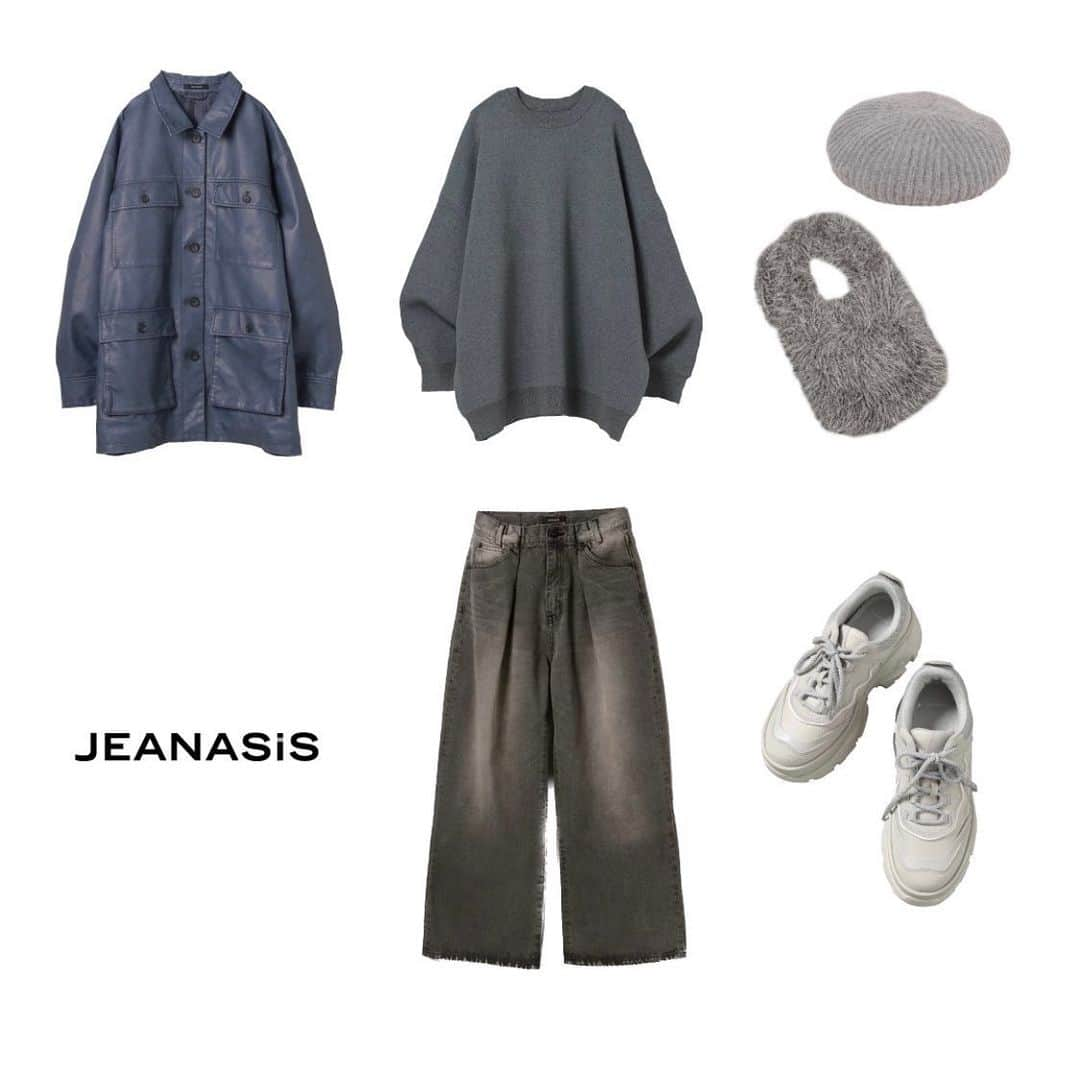 ジーナシスのインスタグラム：「❄️Recommend Style❄️ ✔️画面をタップしてチェック  【発売中】 ▼ジャケット▼ #ブリーチレザーCPOジャケット_JS  ▼ニット▼ #12GWジャガードボリュームスリーブプルオーバー_JS  ▼パンツ▼ #タックデニムワイドパンツ_JS  ▼ベレー帽▼ #シャギーニットベレー_JS  ▼トートバッグ▼ #シャギーラメトートBAG_JS  ▼スニーカー▼ #ランダムアウトソールスニーカー_JS _____________________________________________  _____________________________________________ 商品詳細は製品タグ or TOPページURLよりチェック ▷▷▷ @jeanasis_offici 『#ジーナスタッフスタイリング』をフォロー🤝 ▷▷▷全国のスタッフによるスタイリングを毎日更新中！ _____________________________________________  #JEANASIS #ジーナシス #ジーナシスト #ootd #fashion #tokyo #2023AW #大人カジュアル #大人シンプル #アウター #アウターコーデ #デニム #デニムコーデ #デニムパンツ #ブーツ #ブーツコーデ #ニット #ニットコーデ #パンツ #パンツコーデ」