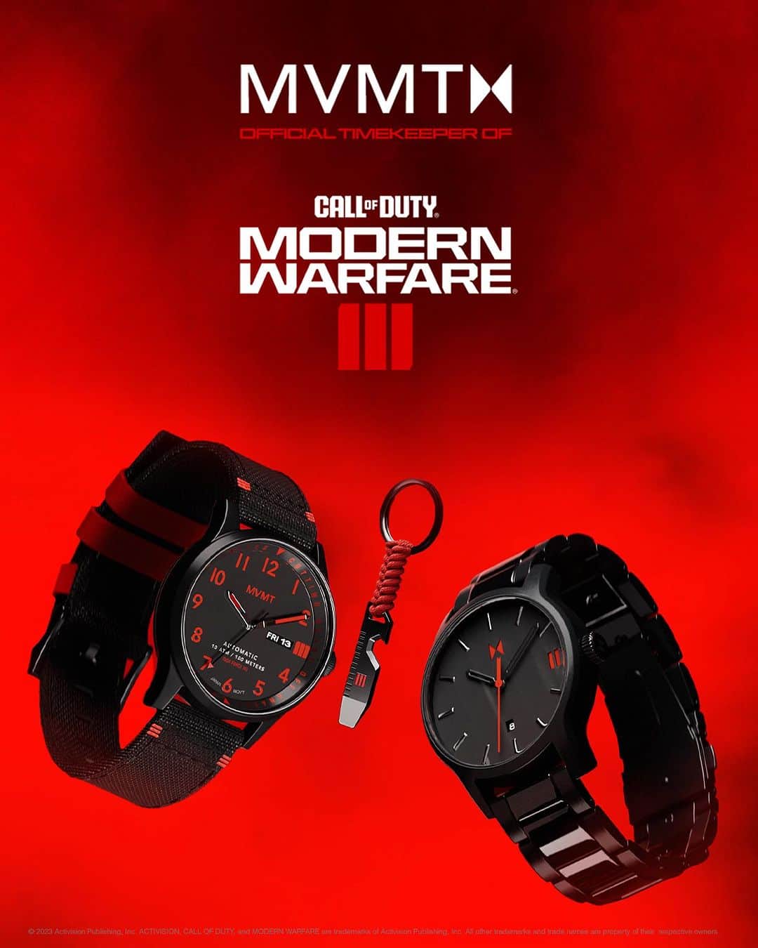 MVMTのインスタグラム：「JUST DROPPED. The Official Timekeeper of @callofduty: Modern Warfare III is proud to bring you this limited edition watch collaboration, inspired by the game's iconic good vs. evil rivalry. Meet The Price, inspired by the game's rugged and intrepid protagonist Captain John Price, and The Makarov, inspired by the game's cold and calculated villain Vladimir Makarov. Only 500 made of each.」