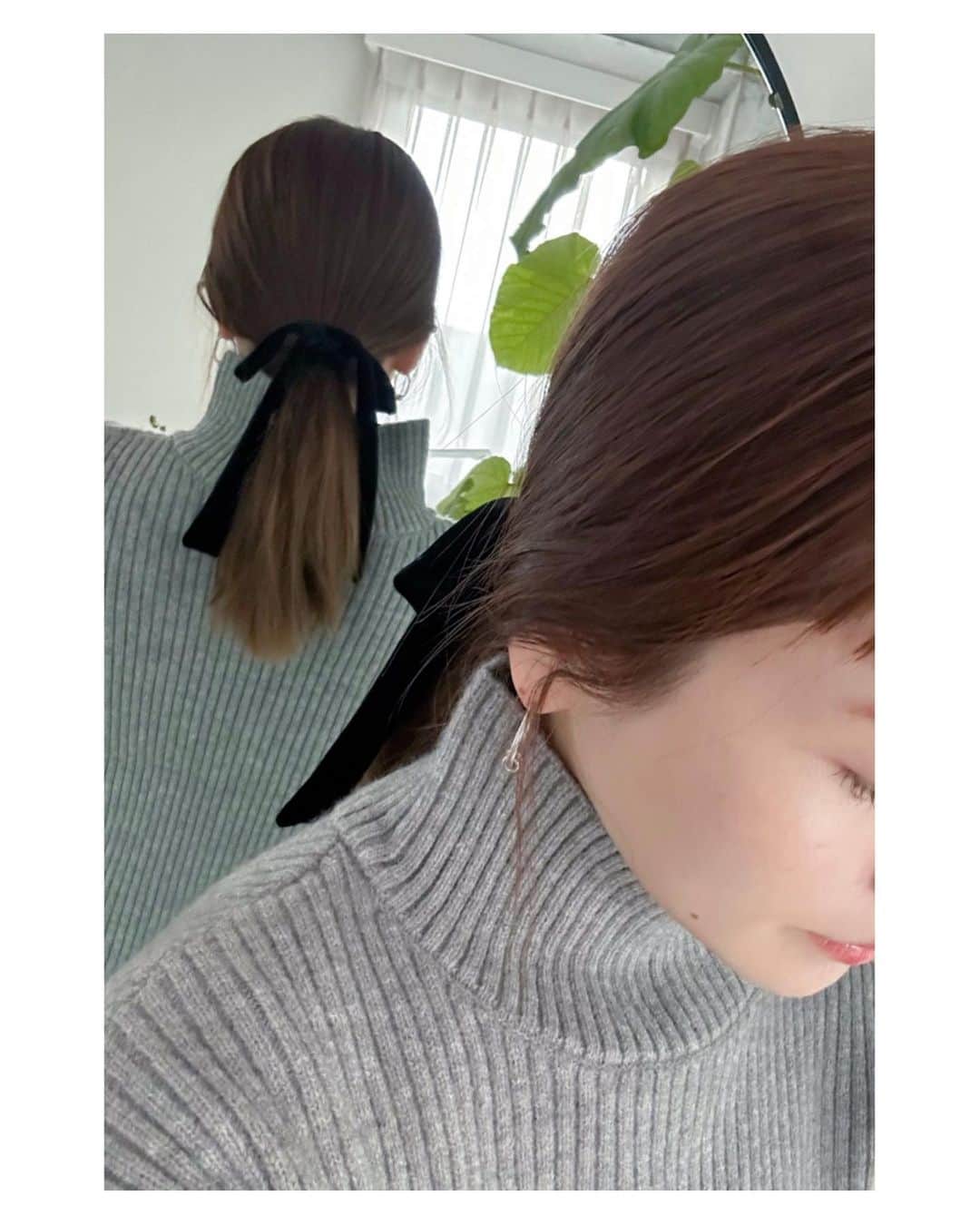 高山直子のインスタグラム：「スタンドカラー+Aラインニット🩶 ニットだけで過ごせる季節も好き🫶 というか真冬の極寒以外はわりと全部楽しみたい☺️ アイテムはタグ付けしてます🏷️」