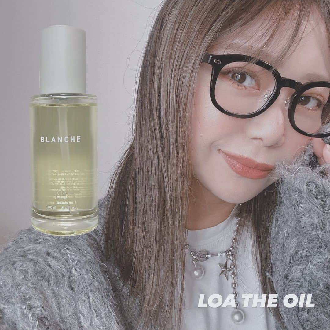 mmmaaakkkiiikkkoooのインスタグラム：「いい香り~ そして、万能すぎる~✨✨  LOA THE OIL ロア ザ オイル 100ml  ( @beautypark_shop ) #PR   ボディー、ヘアー、ハンド、ネイルケア、フレグランスとして使用できる、天然由来のオイル💛  香りが持続するPerfume oilは、高級感のある香り~✨✨ ずっといい香り~ ヘアオイルとして使ってみたけど、程よいツヤ感と束感がgood👍  これから乾燥の季節なので大活躍間違いなしでふ😊  つけているのは⬇︎⬇︎⬇︎⬇︎⬇︎ ■BLANCHE（ブランシュ） ブランシュは、自然の純粋さとエレガンスが融合した洗礼された香りのオイルです。 どんな場面でも自然な存在感を放ち、まるで春の陽光がそっと包み込むような、心地よい香りが一日中楽しめるでしょう。  Citrus Vert（シトラスベール）と、 JASMIN dores（ジャスミンドレ）があります。  詳しくはストーリーからチェックしてみて下さい🌟 . . . . #LOATHEOIL #loatheoil #ロアザオイル #ロアオイル #Perfume oil #パフュームオイル #マルチオイル #ヘアオイル #スタイリングオイル」